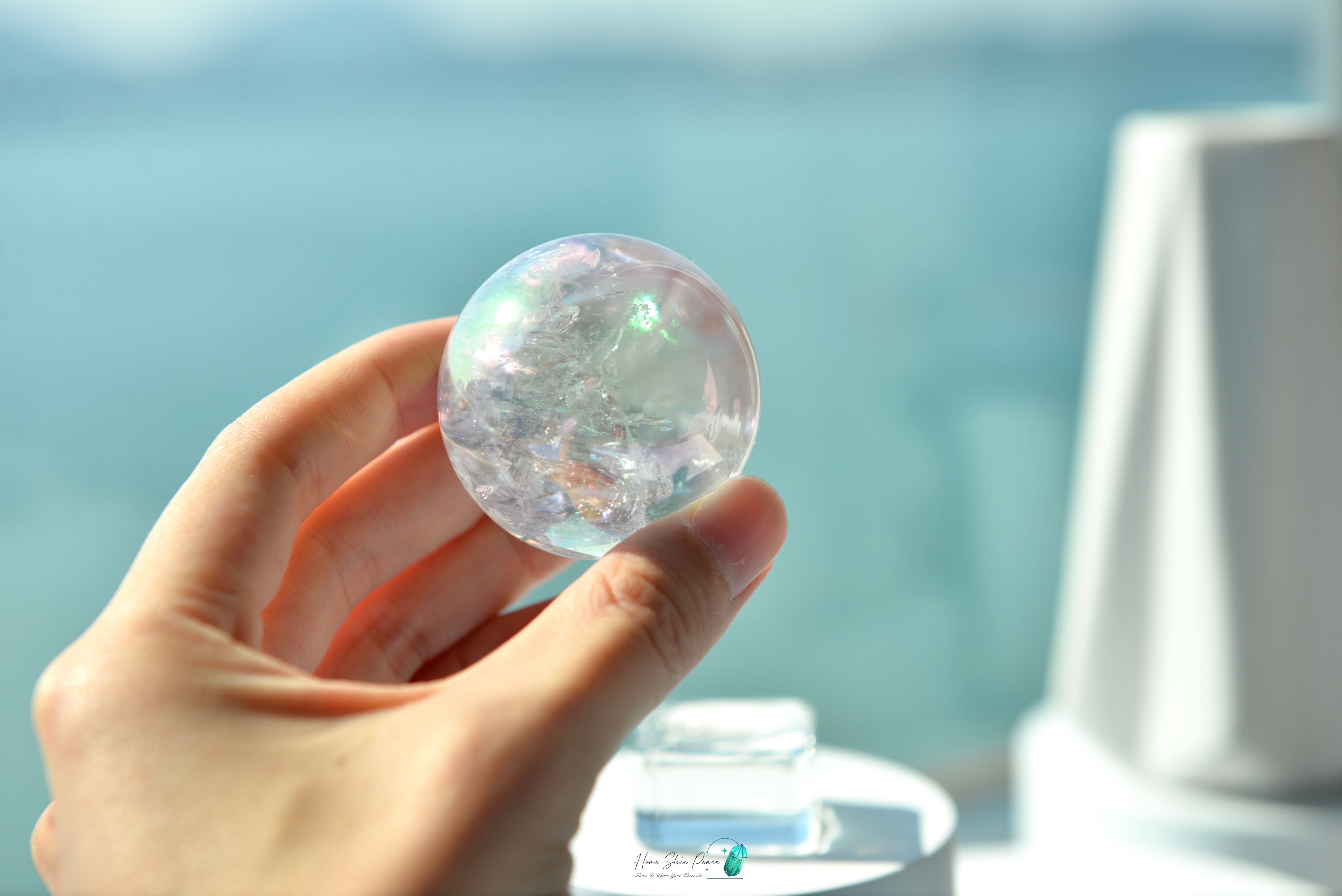 Aura Clear Quartz Sphere 天使光鍍彩白水晶球