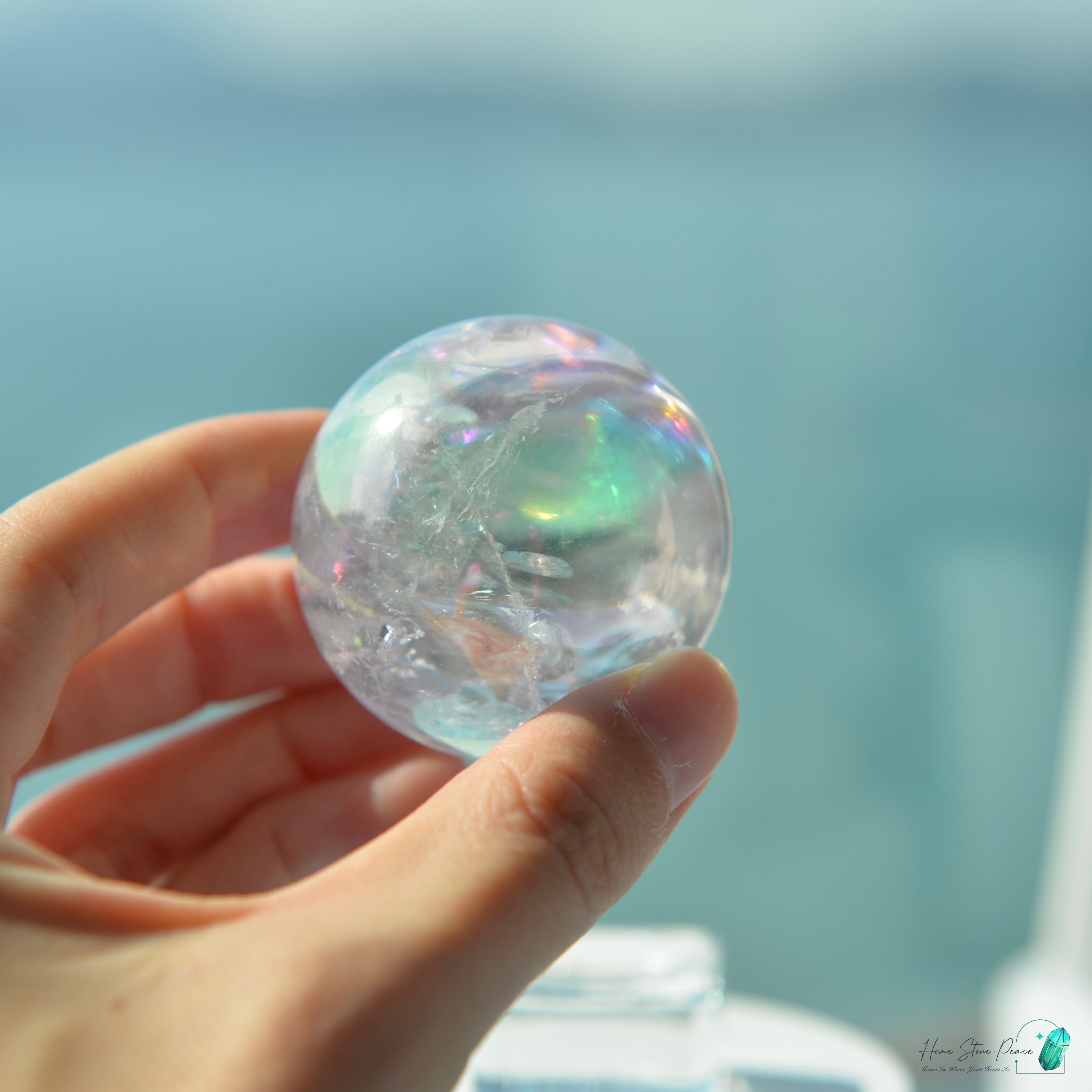 Aura Clear Quartz Sphere 天使光鍍彩白水晶球