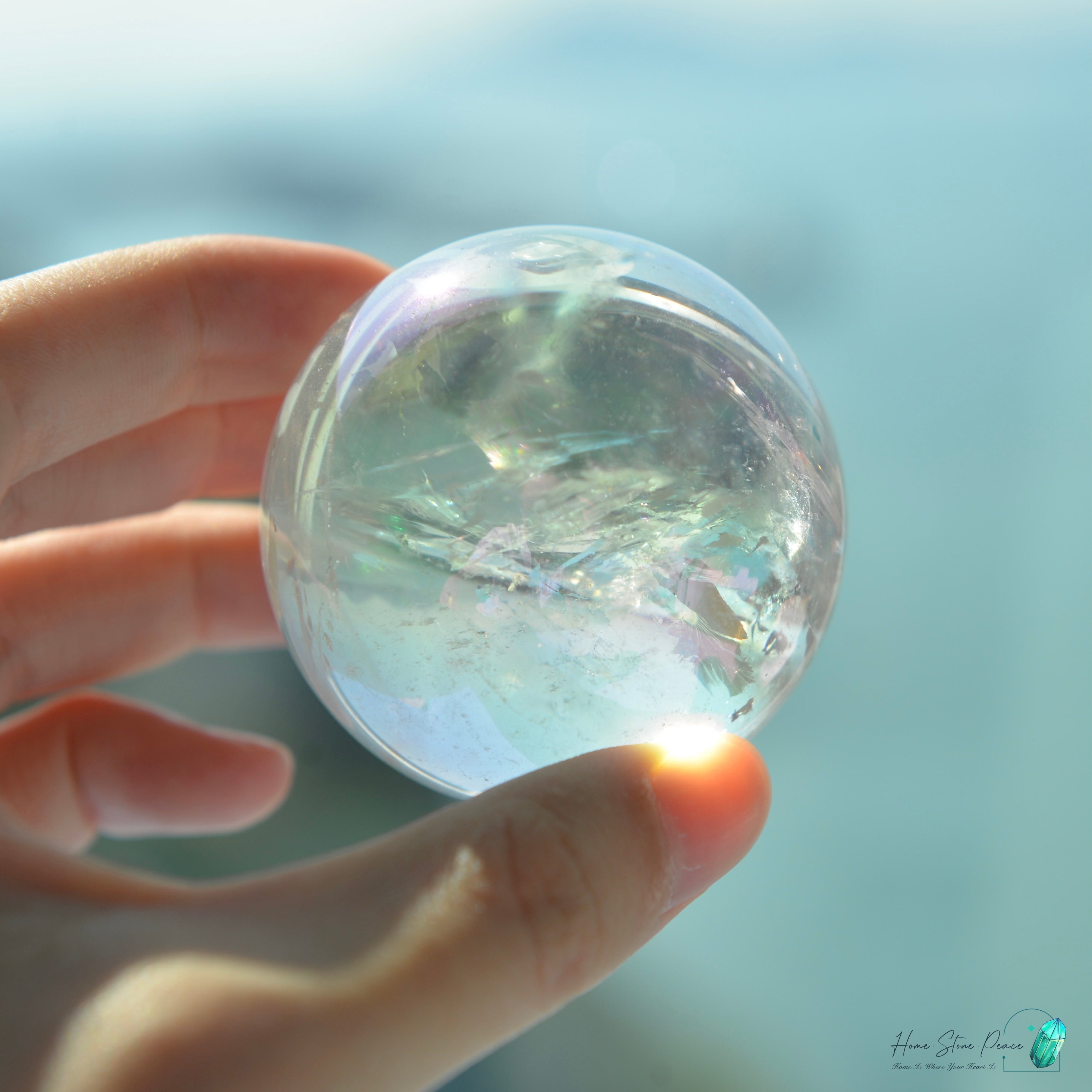 Aura Clear Quartz Sphere 天使光鍍彩白水晶球