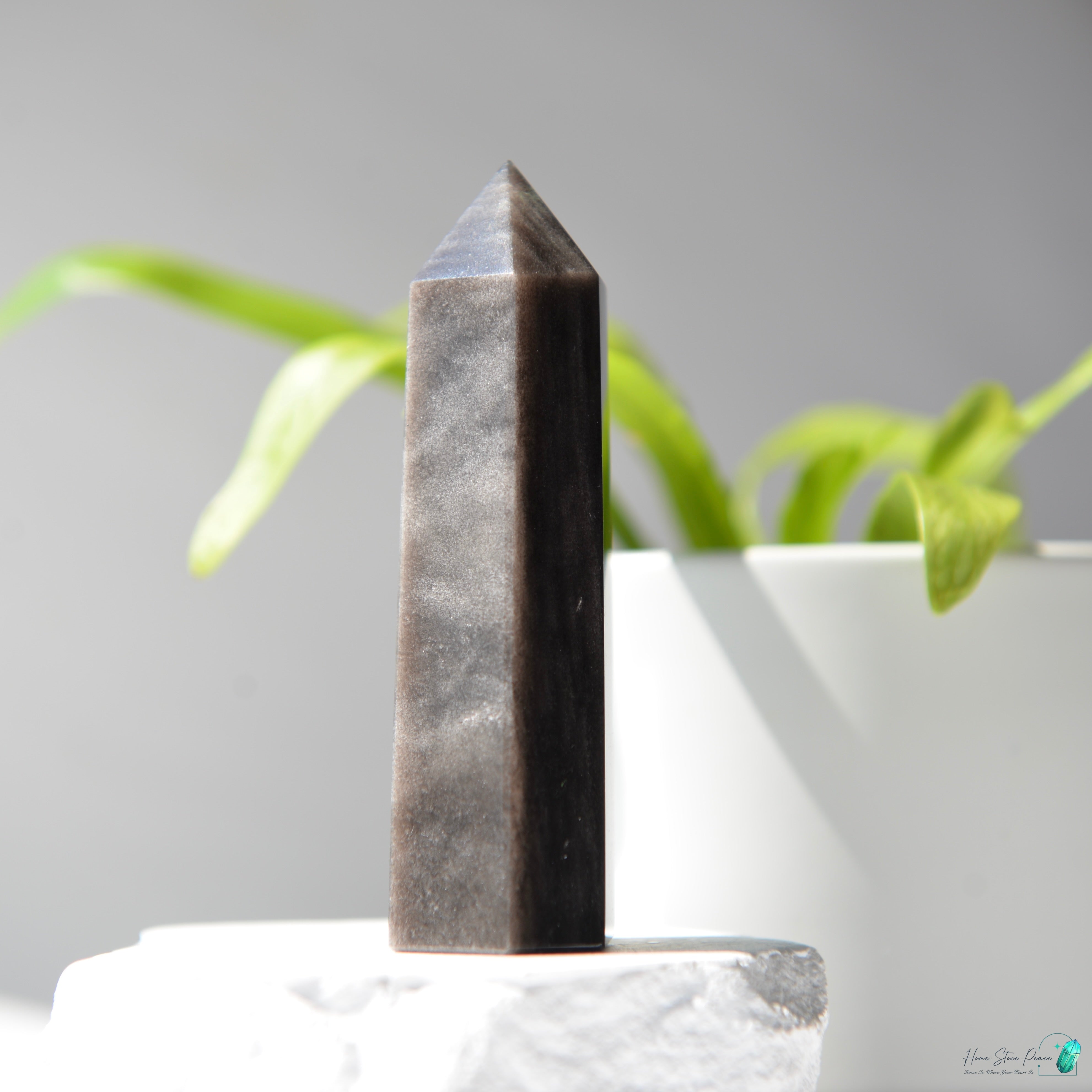 銀曜石小柱 Silver Sheen Obsidian Tower