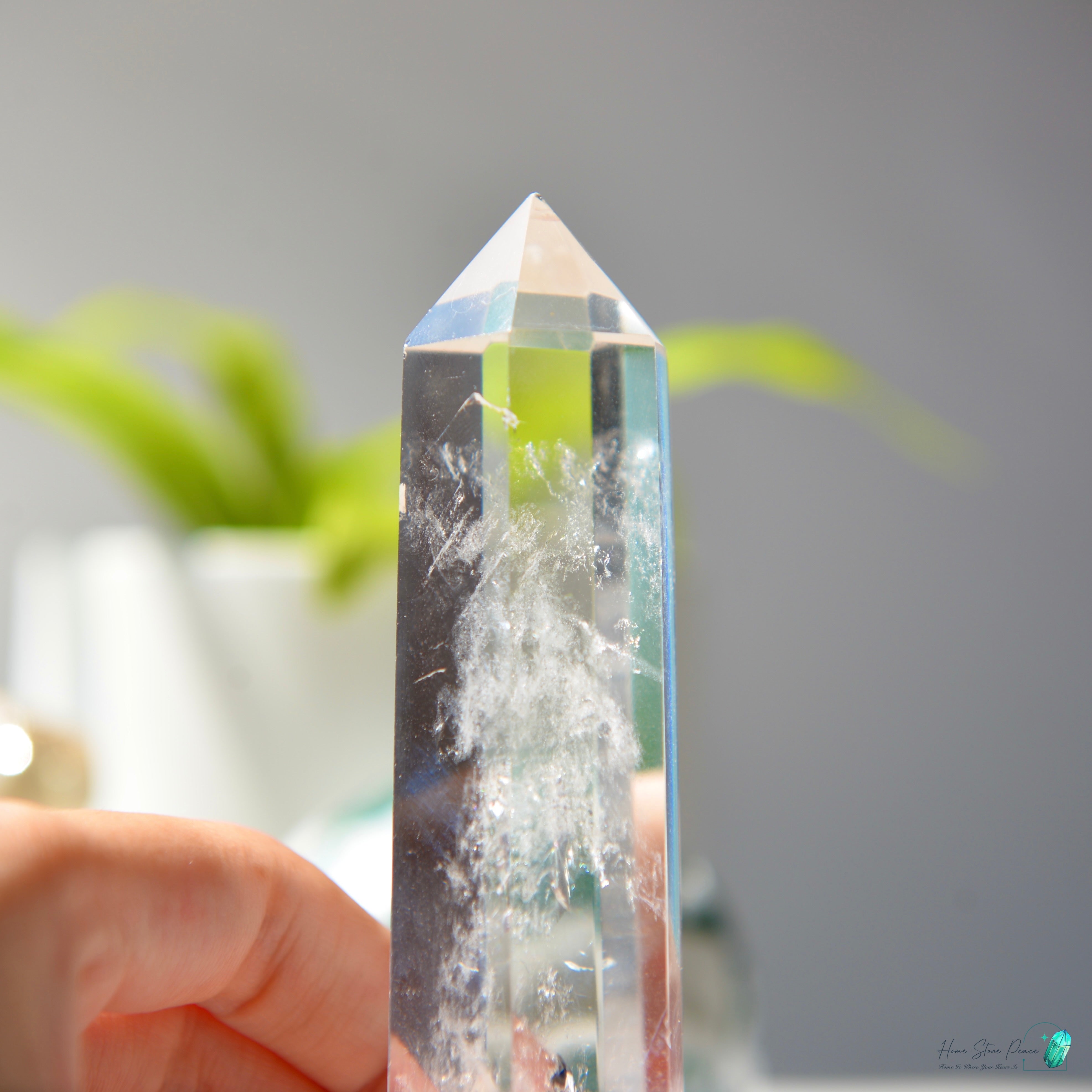 Clear Quartz Tower with Blue Smoke 白水晶藍煙柱