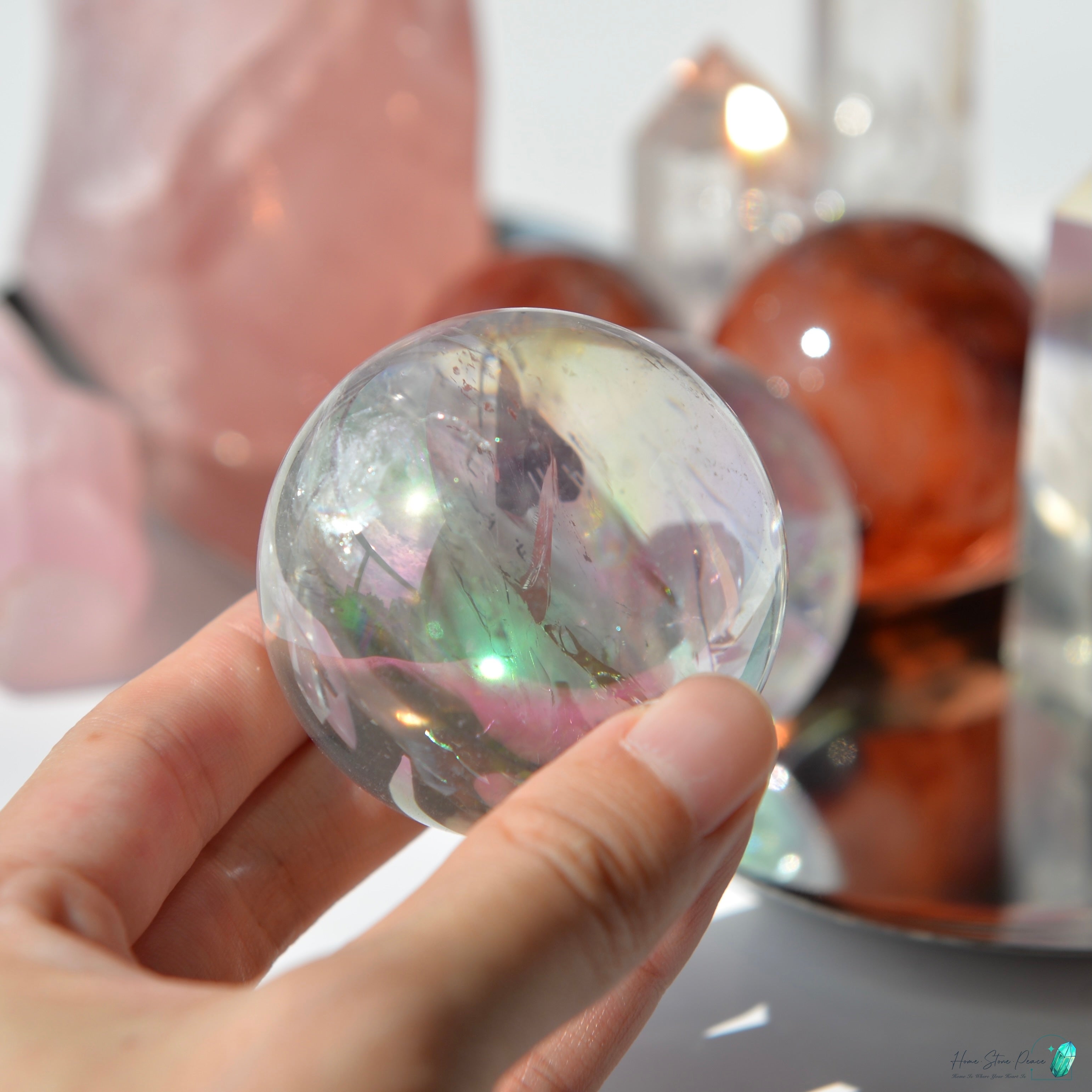 Aura Clear Quartz Sphere 天使光鍍彩白水晶球