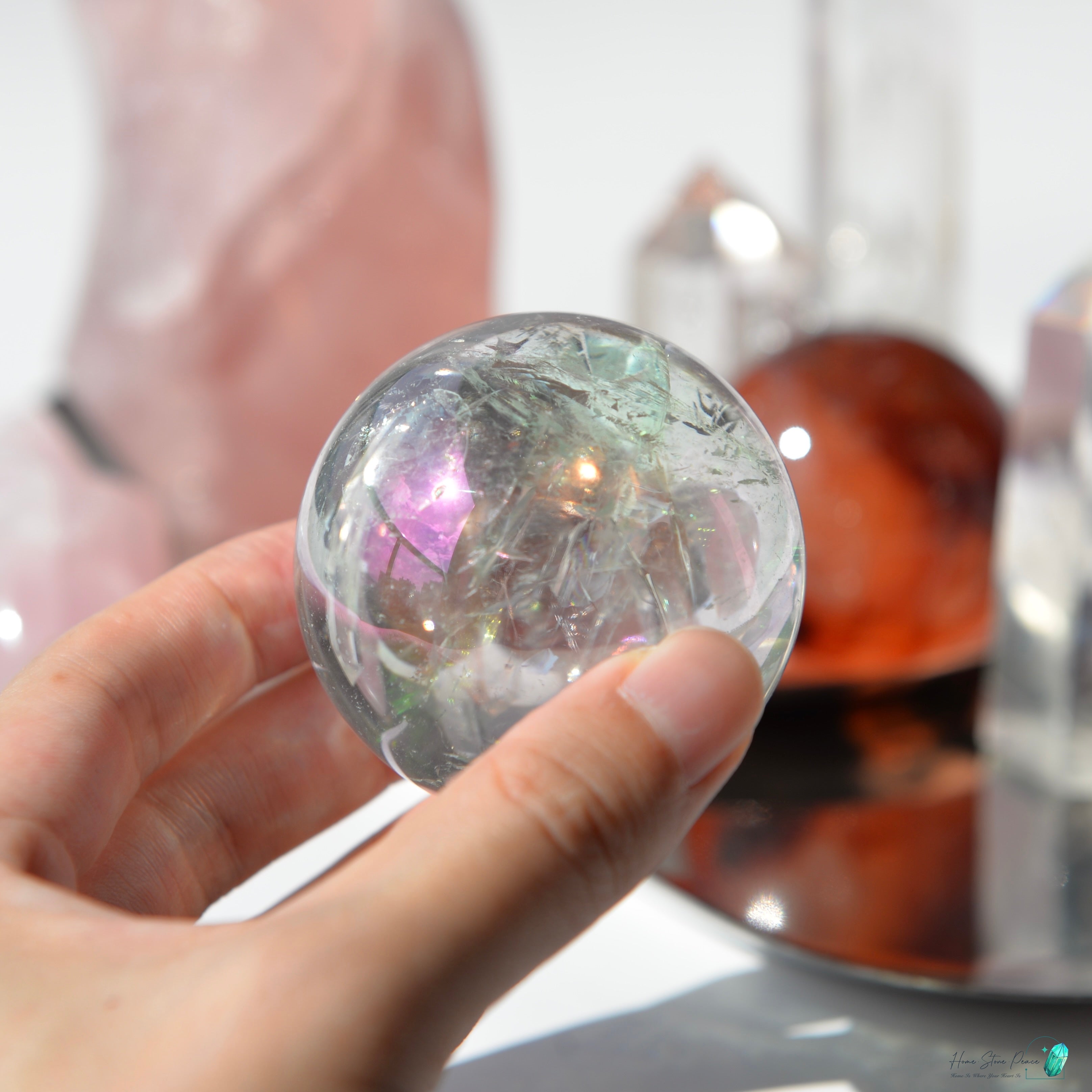 Aura Clear Quartz Sphere 天使光鍍彩白水晶球