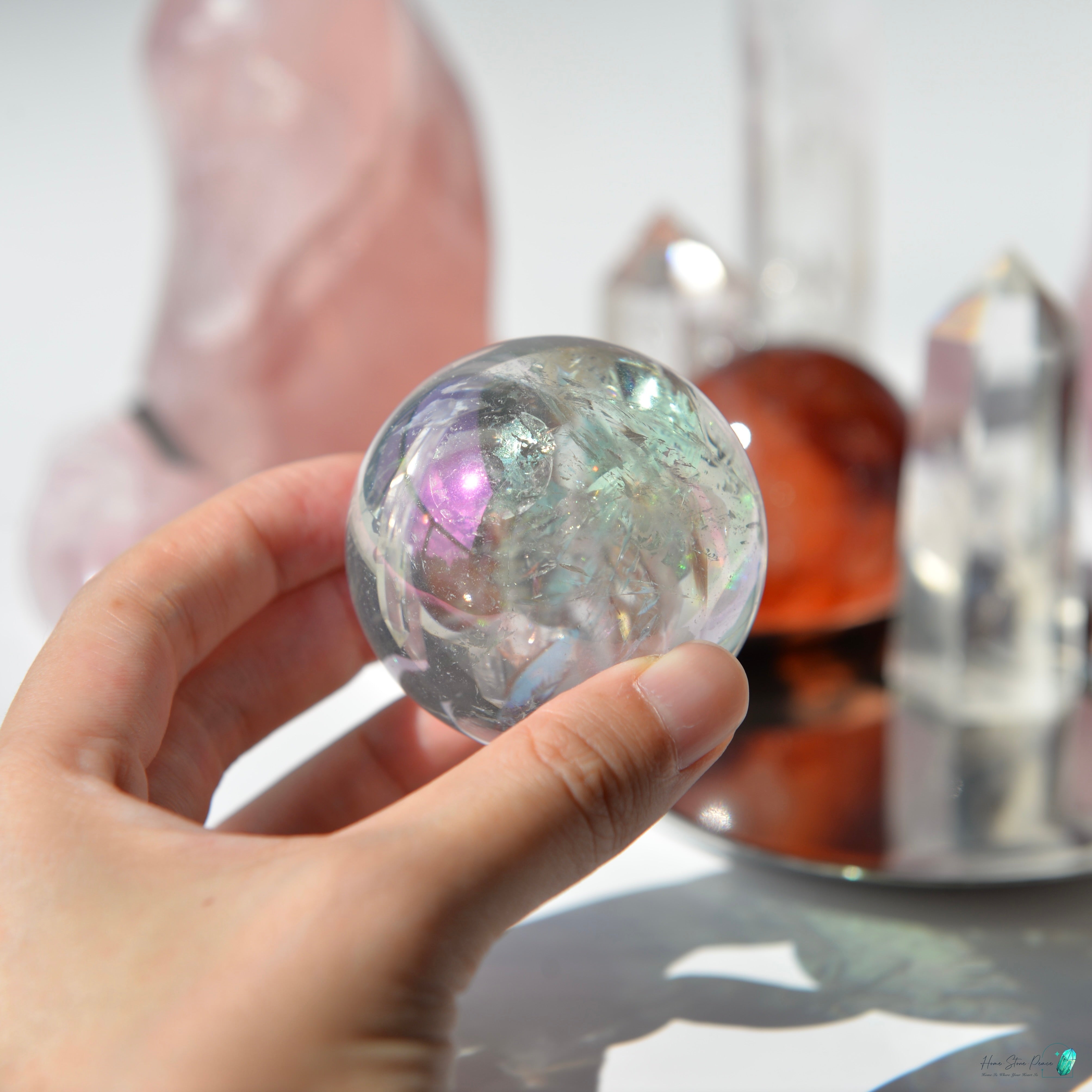 Aura Clear Quartz Sphere 天使光鍍彩白水晶球