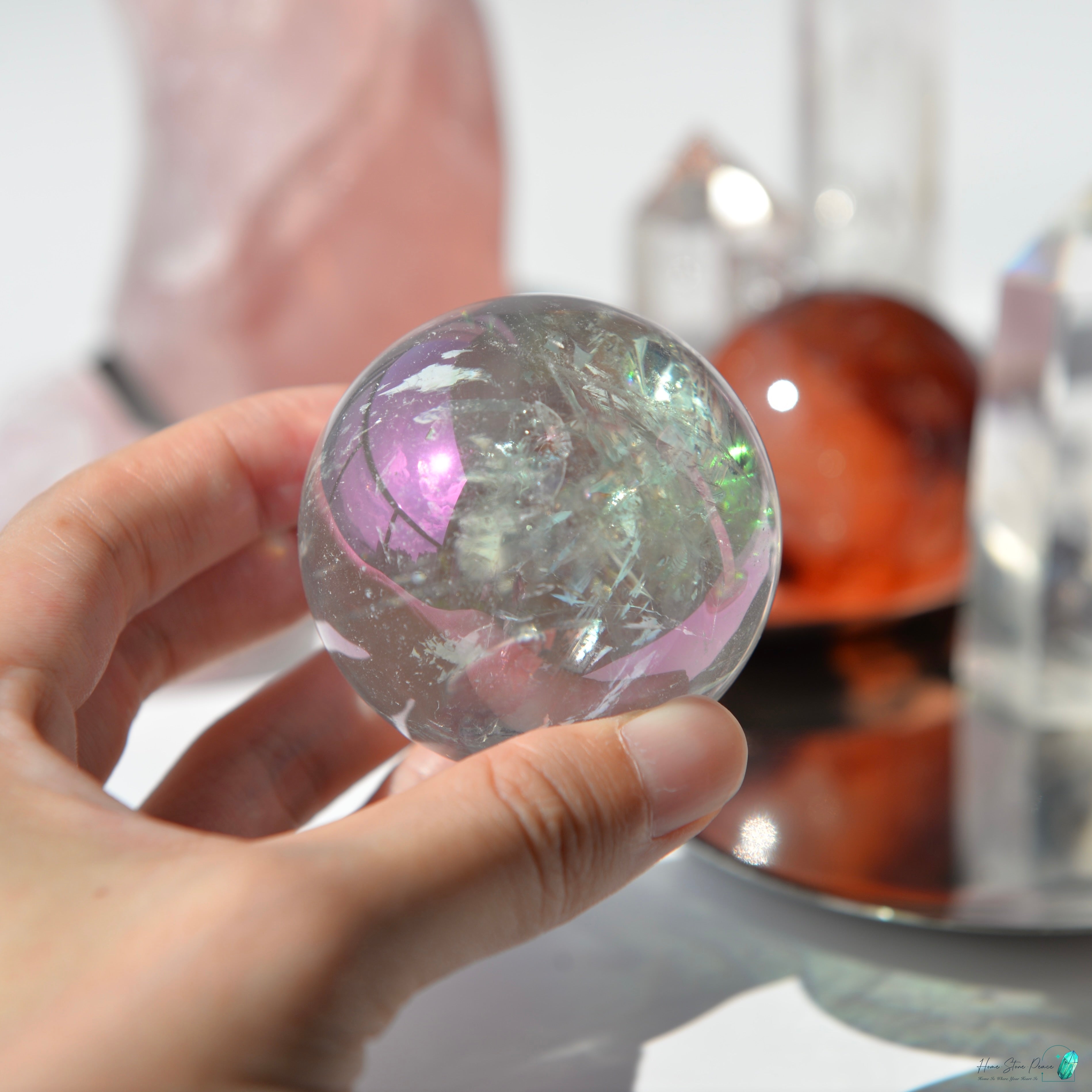 Aura Clear Quartz Sphere 天使光鍍彩白水晶球