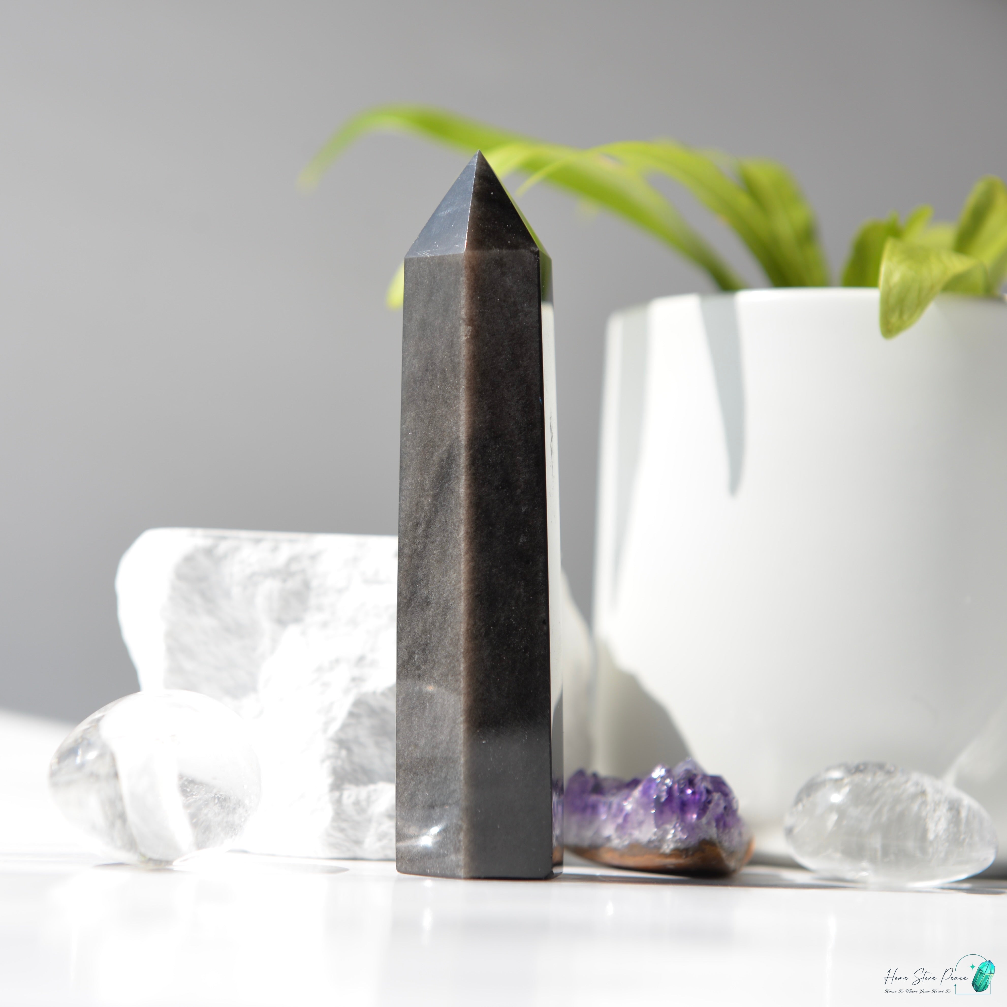 銀曜石小柱 Silver Sheen Obsidian Tower