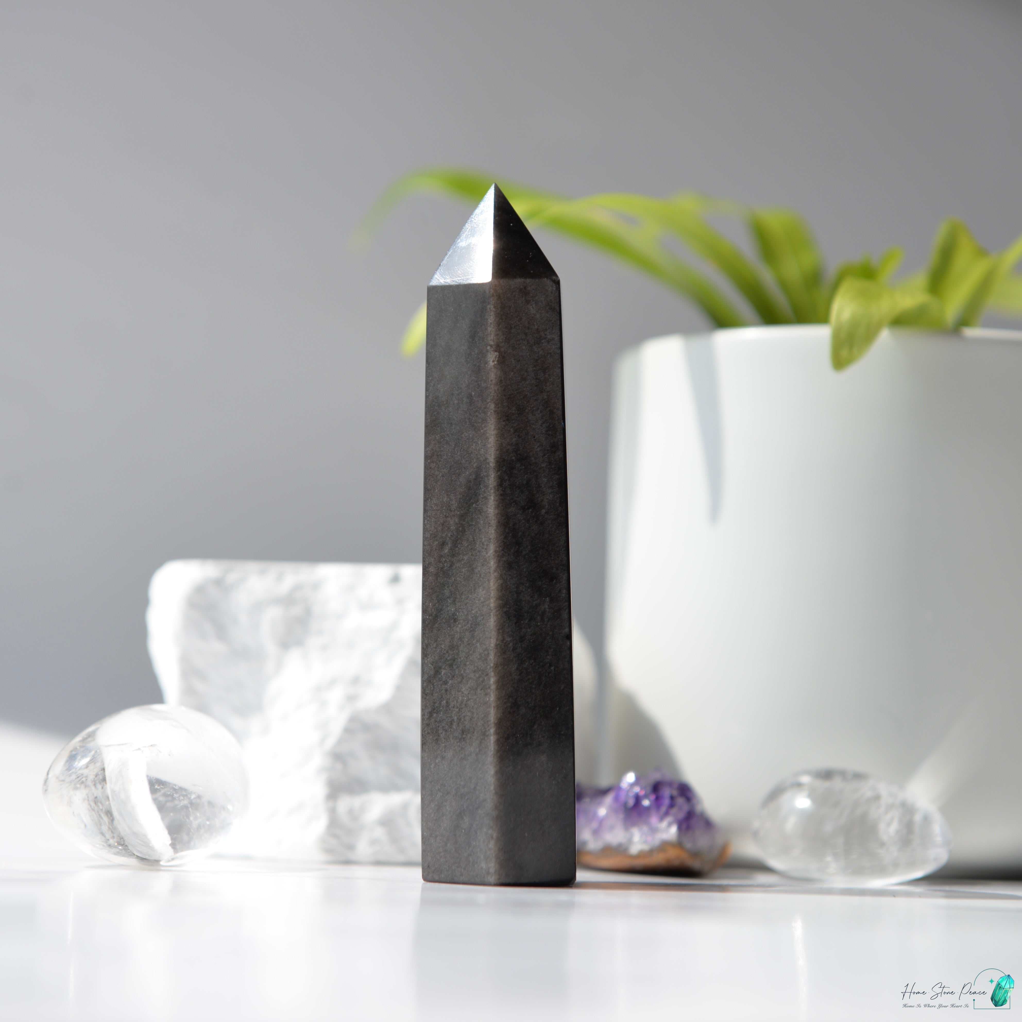 銀曜石小柱 Silver Sheen Obsidian Tower