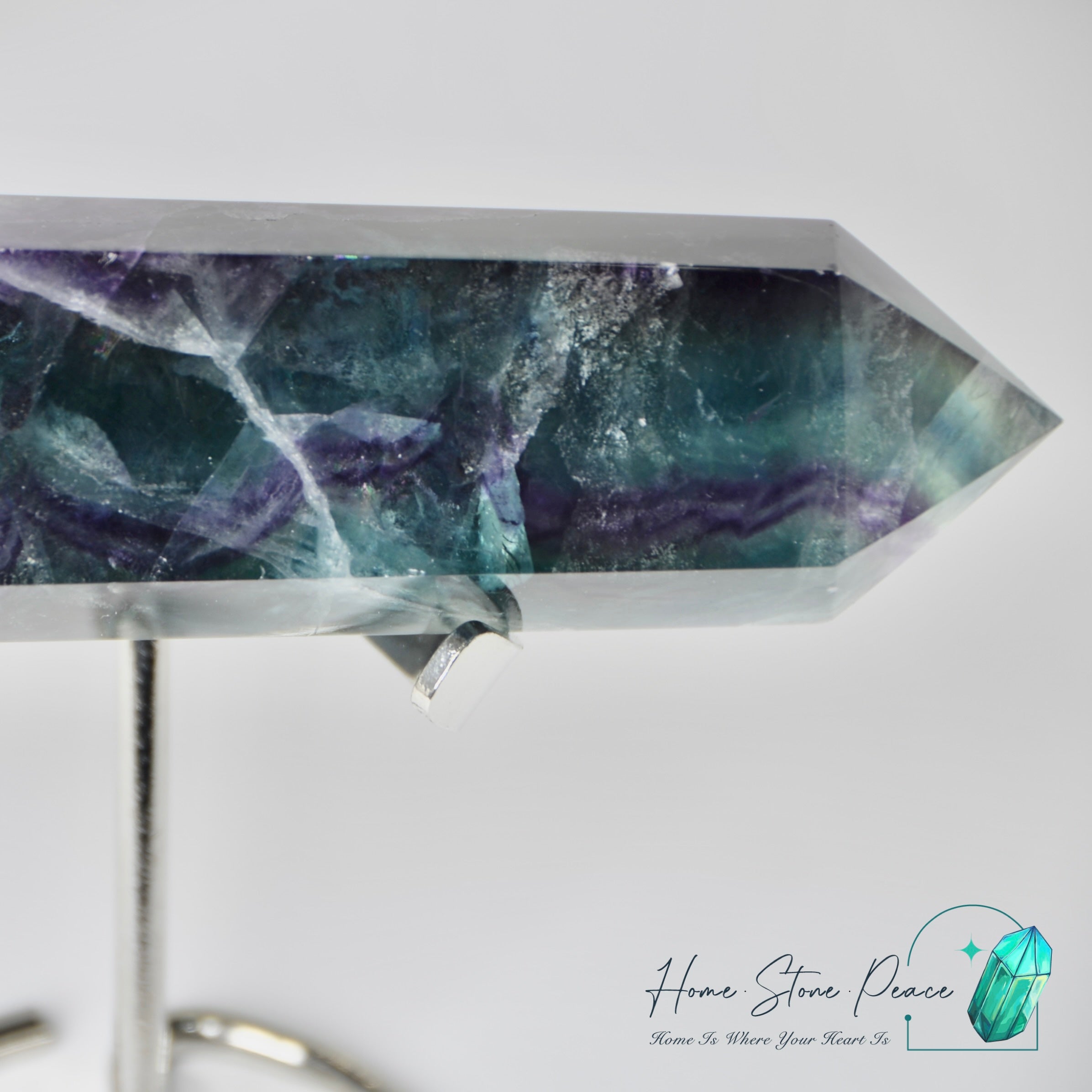 雙尖紫綠螢石柱 Double Terminated Green & Purple Fluorite Tower