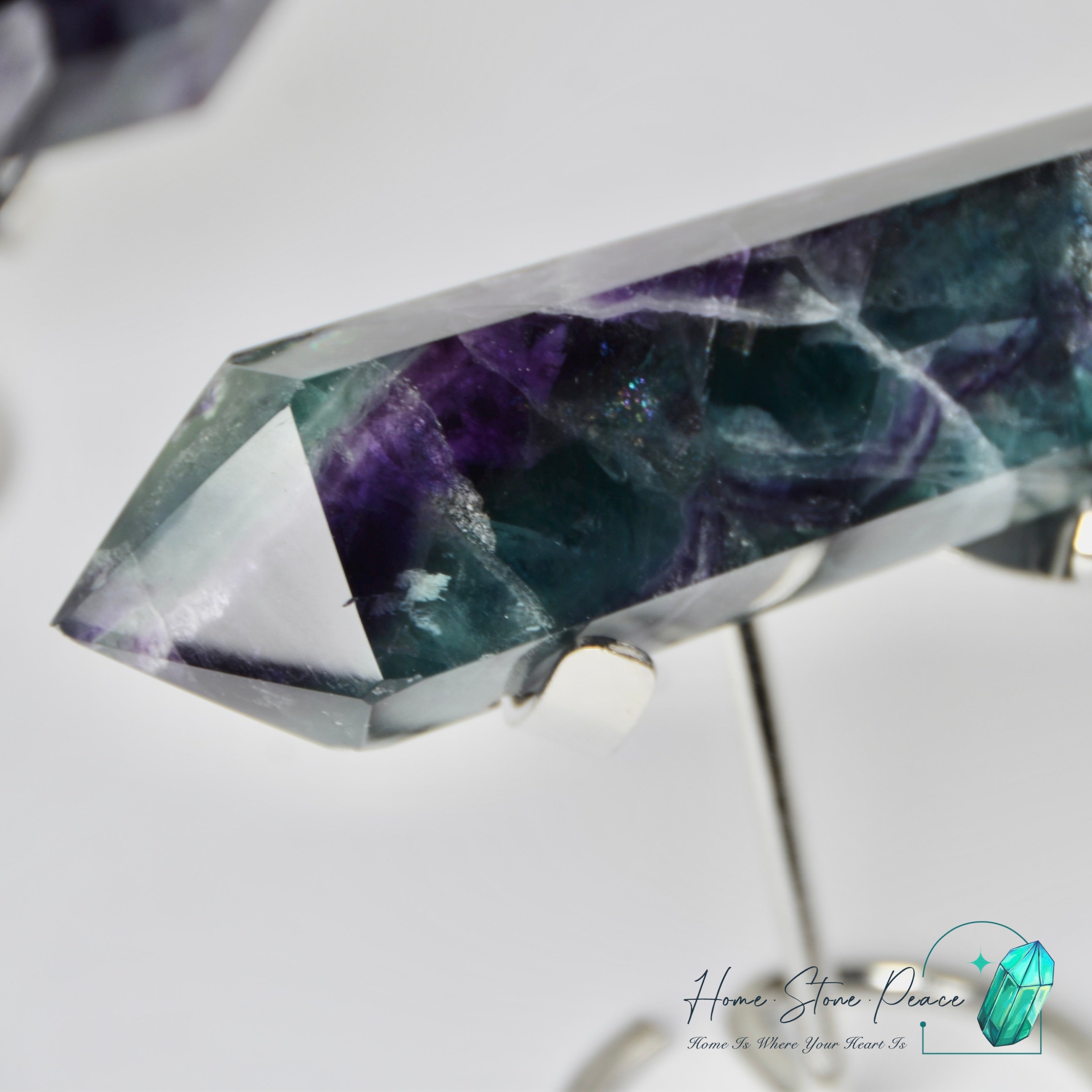 雙尖紫綠螢石柱 Double Terminated Green & Purple Fluorite Tower