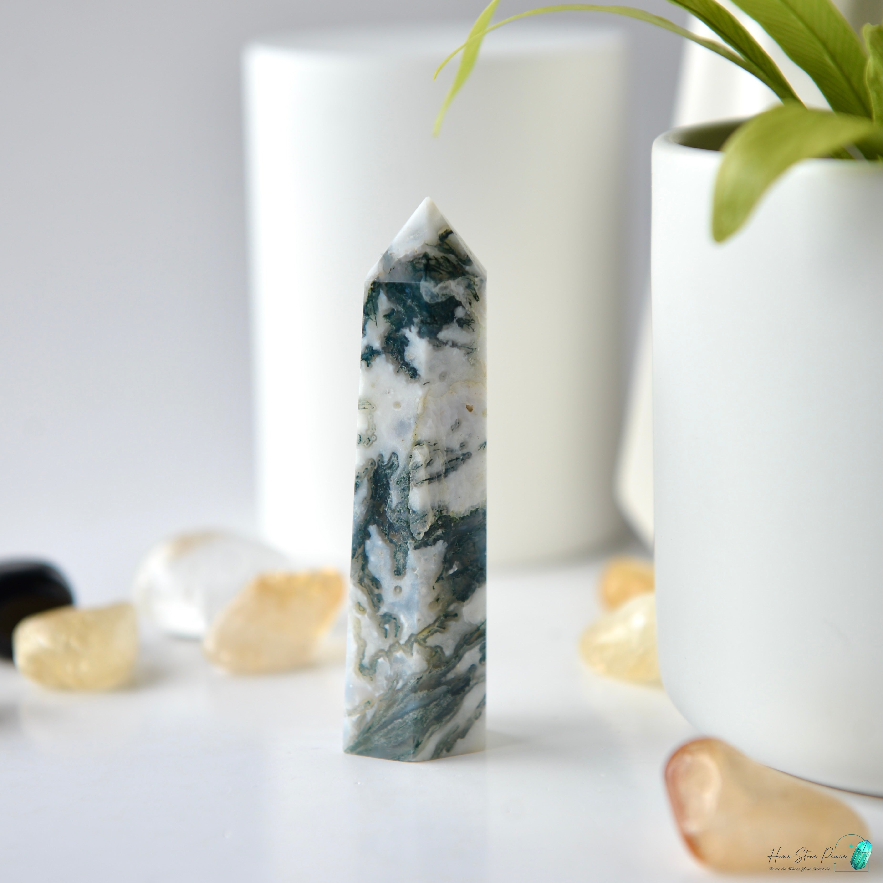 水草瑪瑙柱 Moss Agate Tower