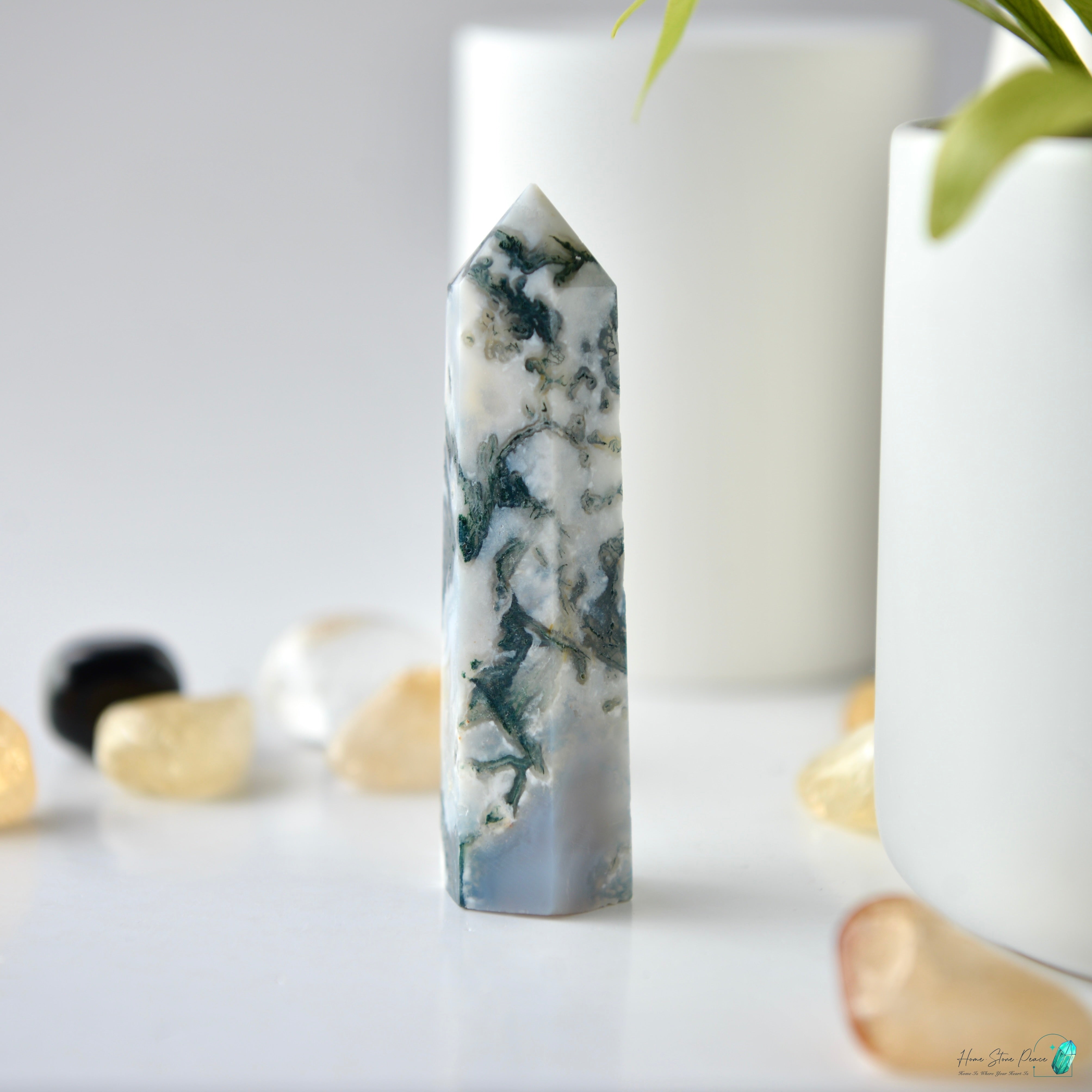 水草瑪瑙柱 Moss Agate Tower