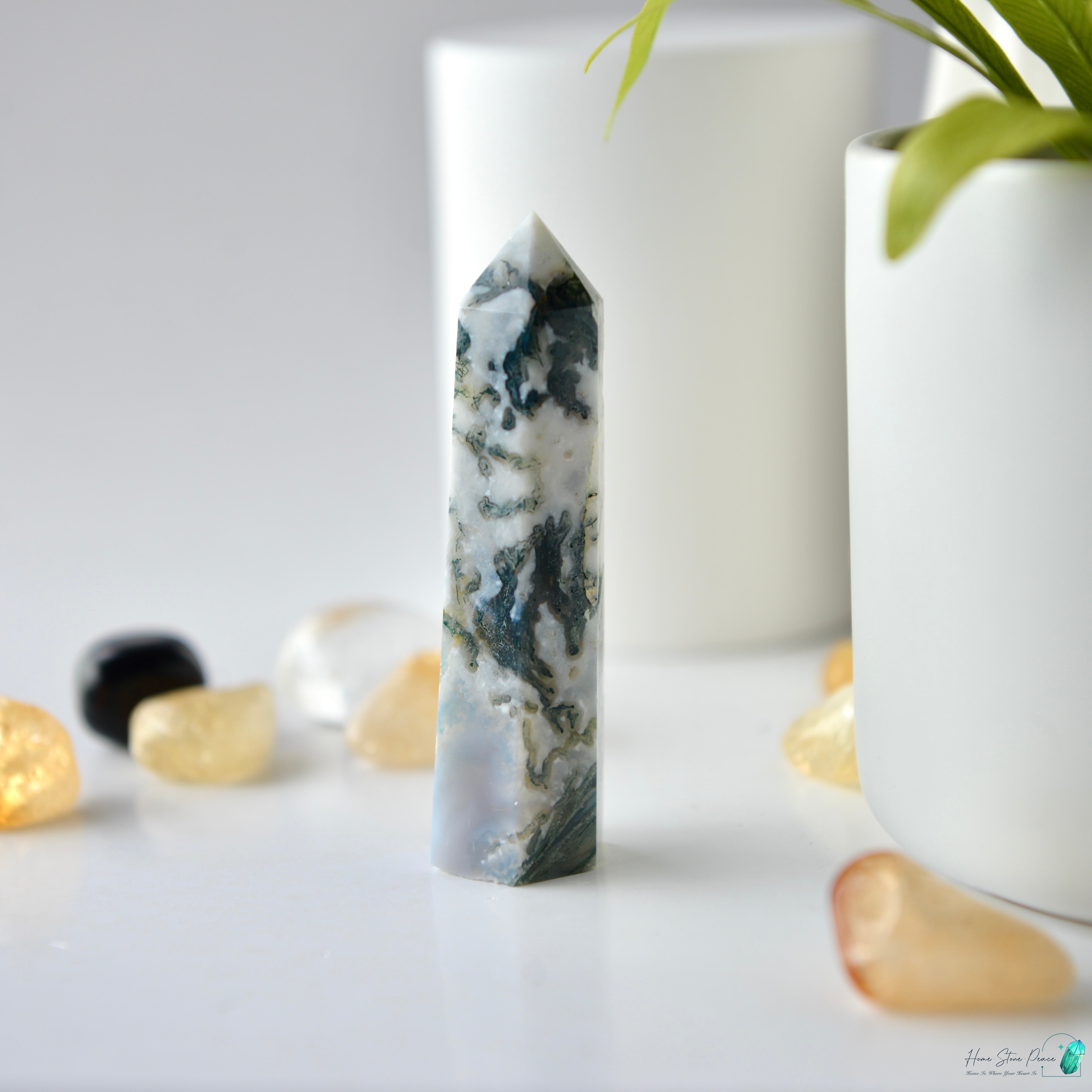 水草瑪瑙柱 Moss Agate Tower