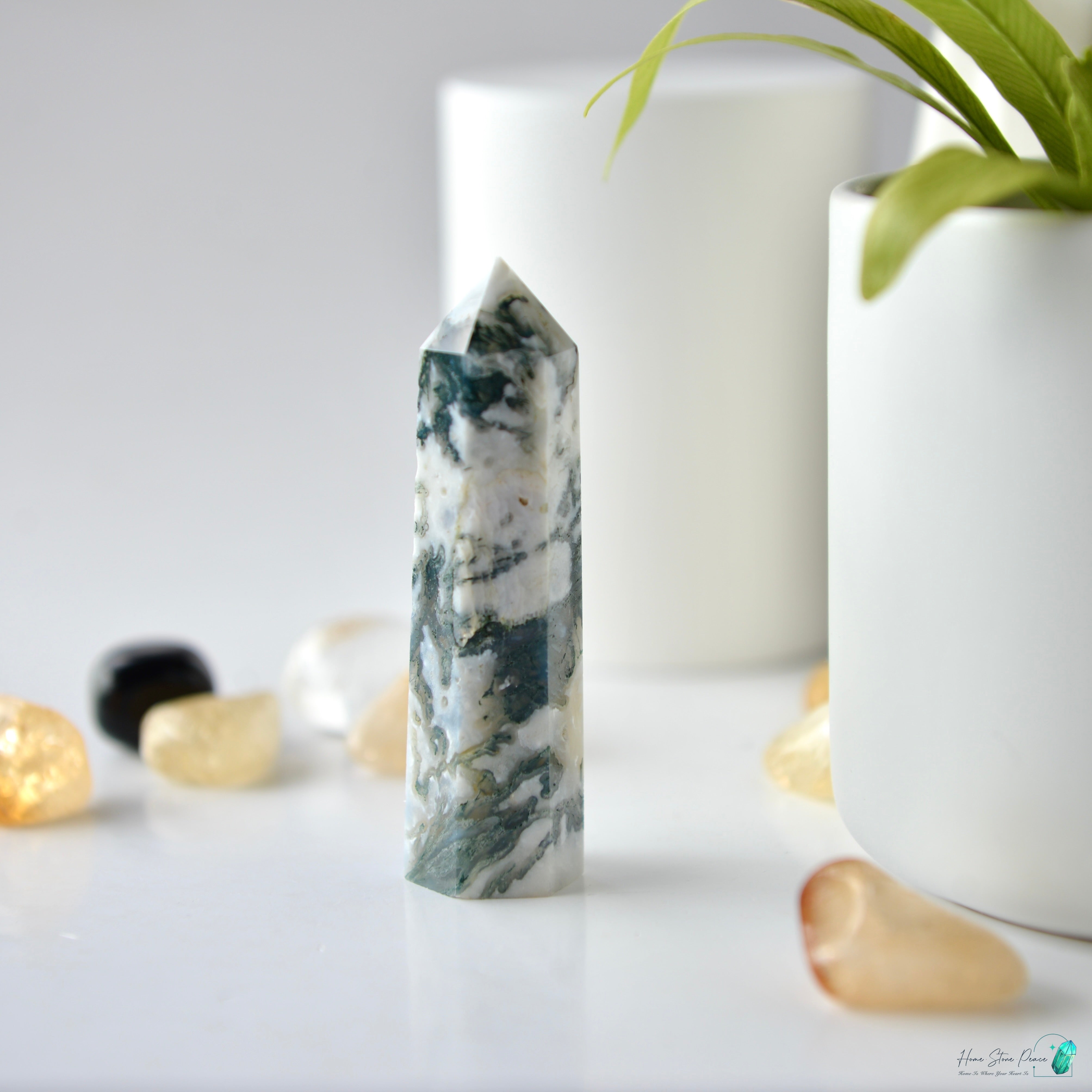 水草瑪瑙柱 Moss Agate Tower