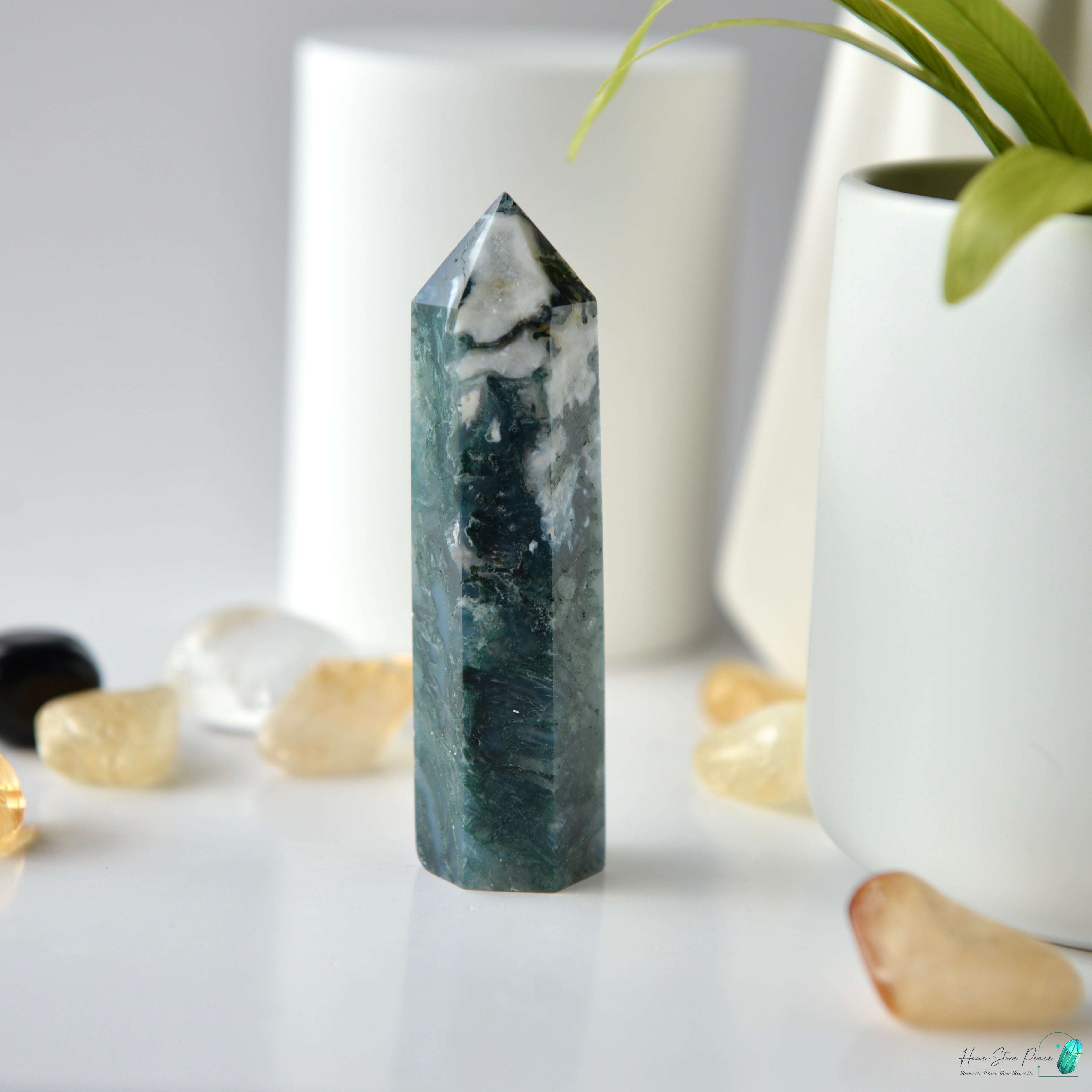 水草瑪瑙柱 Moss Agate Tower