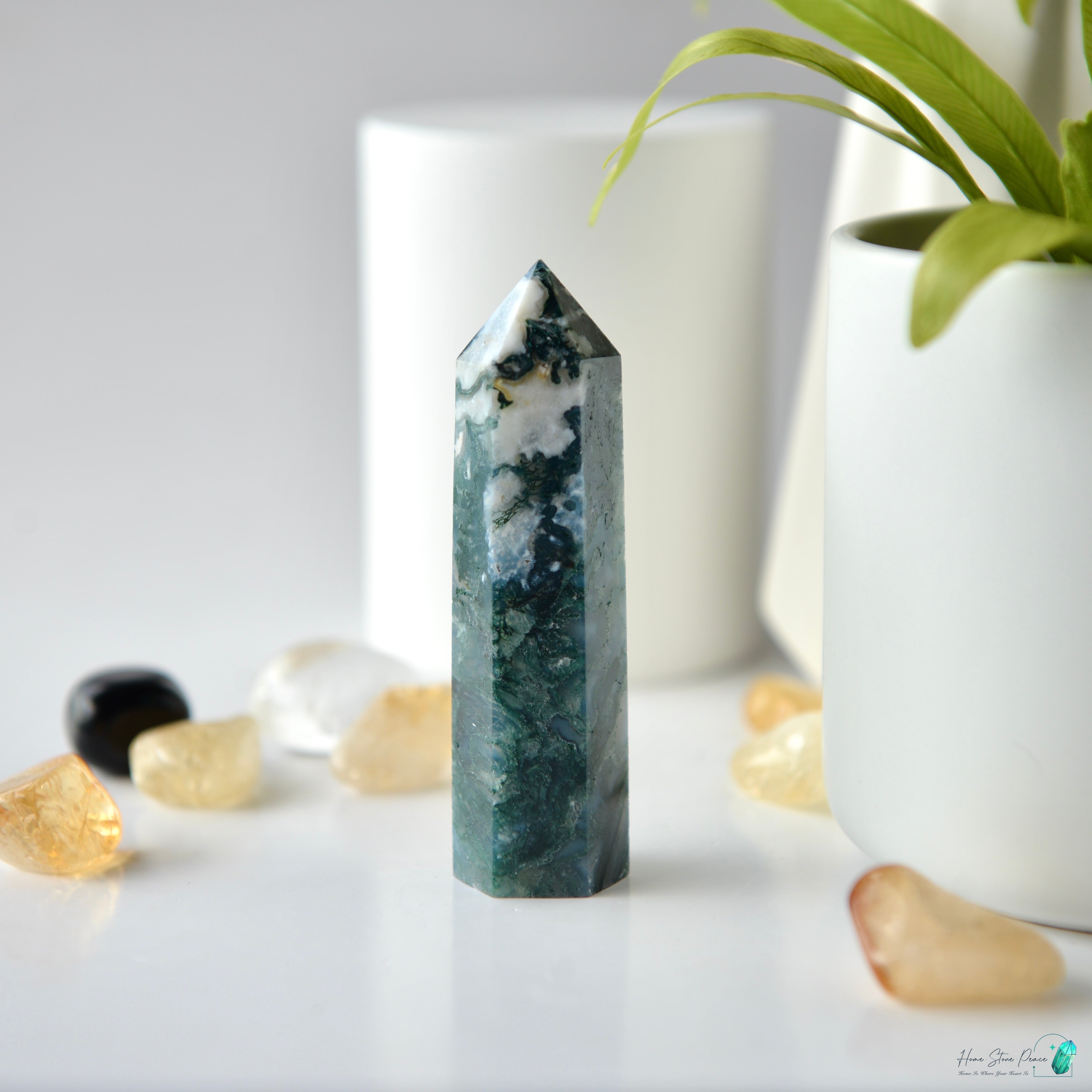 水草瑪瑙柱 Moss Agate Tower