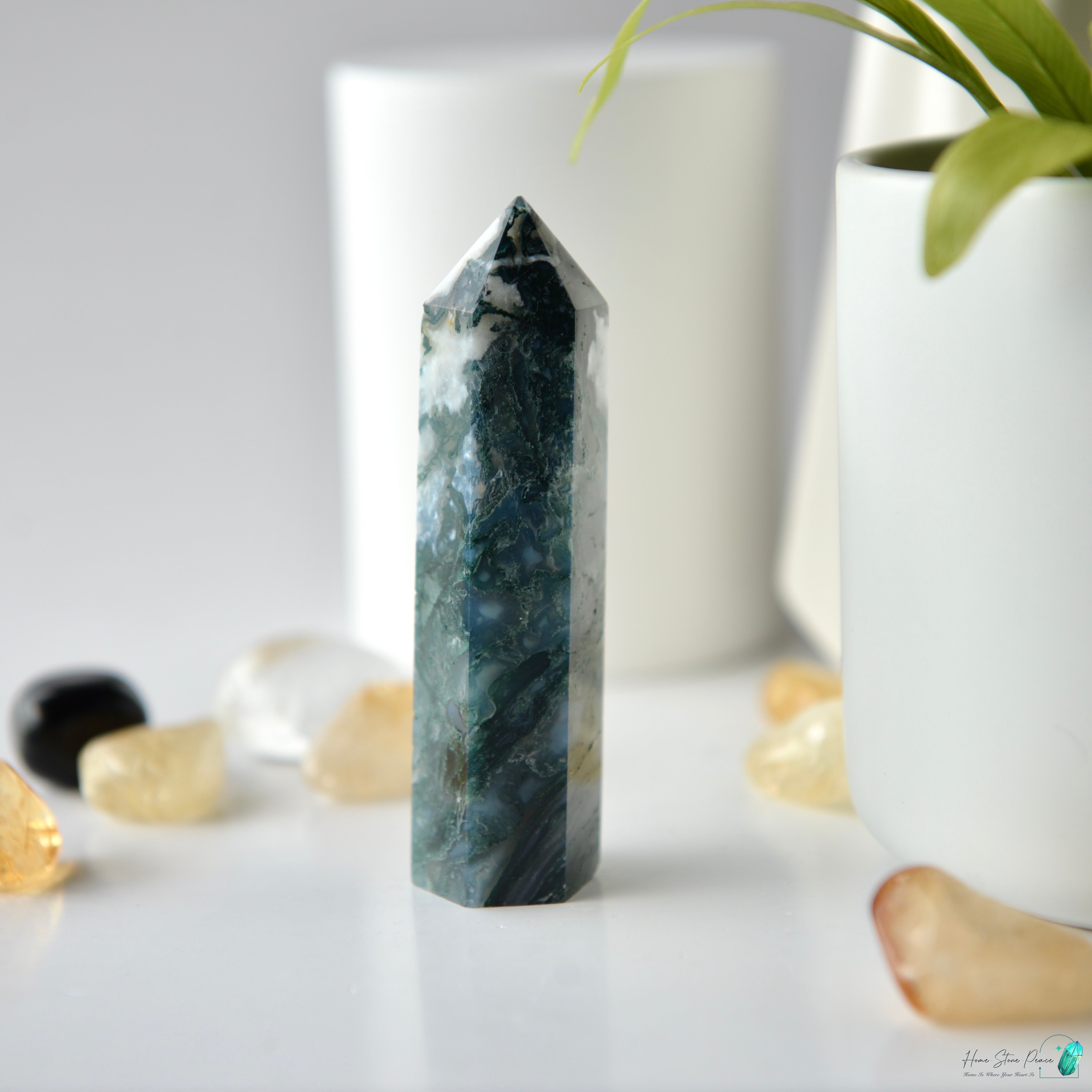 水草瑪瑙柱 Moss Agate Tower