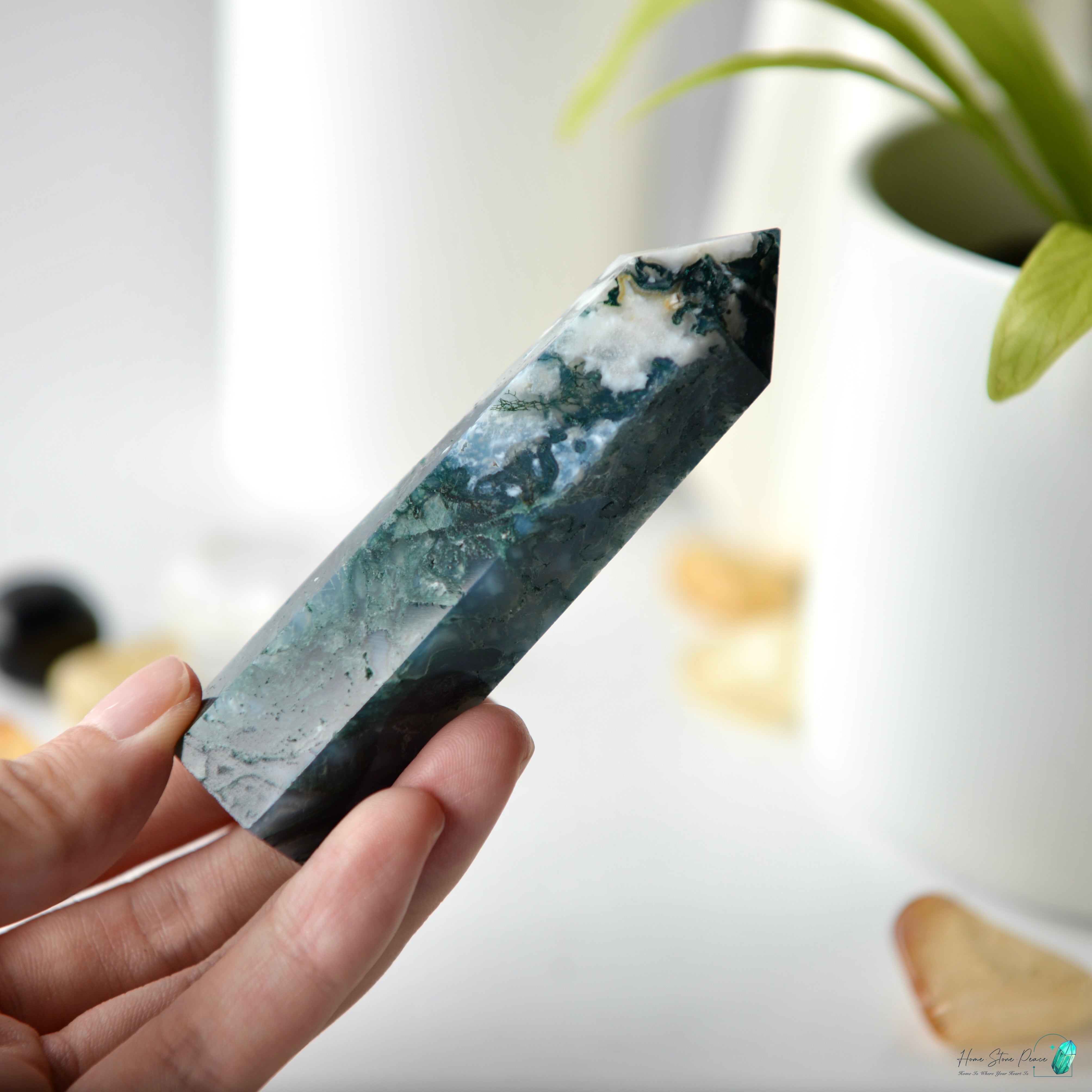 水草瑪瑙柱 Moss Agate Tower