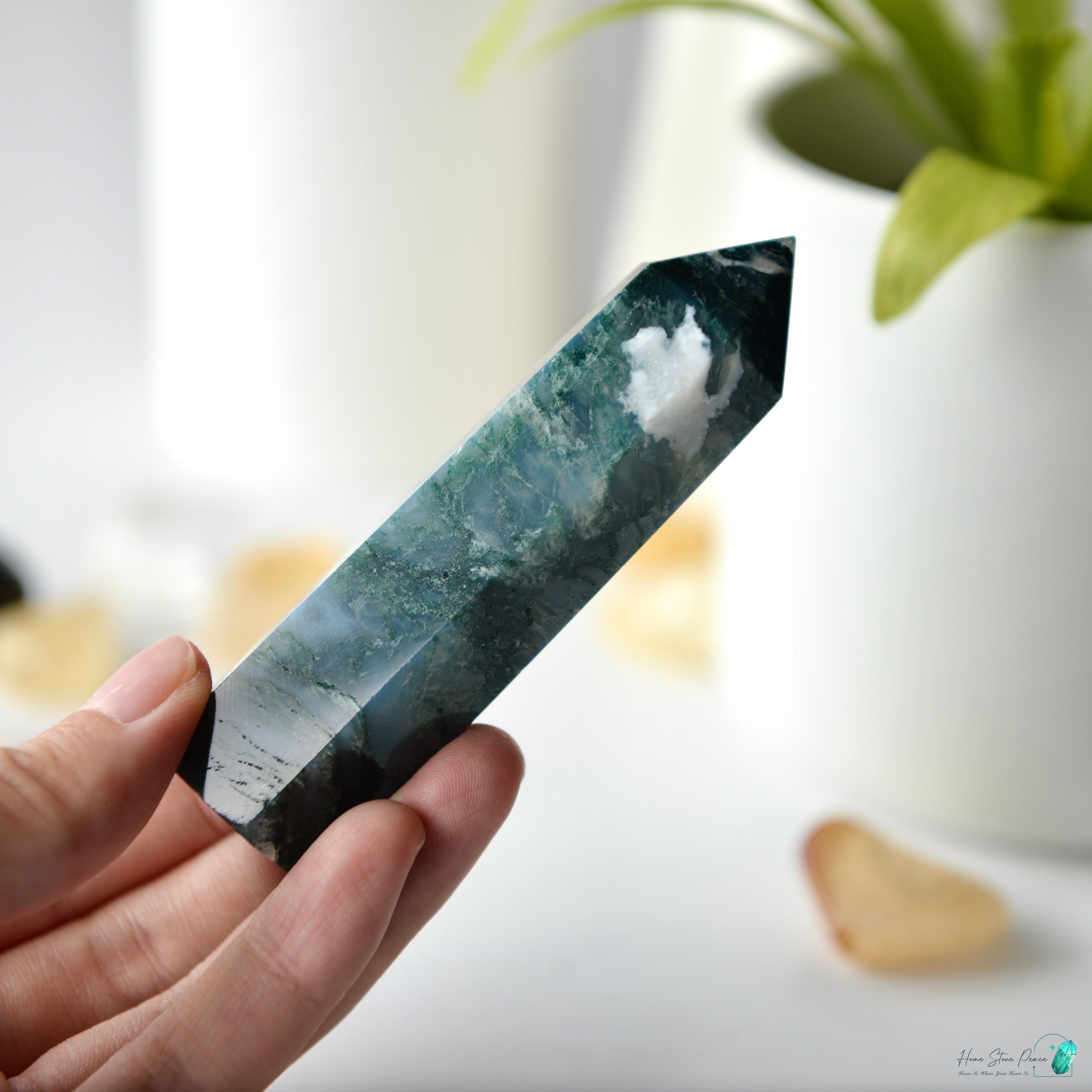 水草瑪瑙柱 Moss Agate Tower