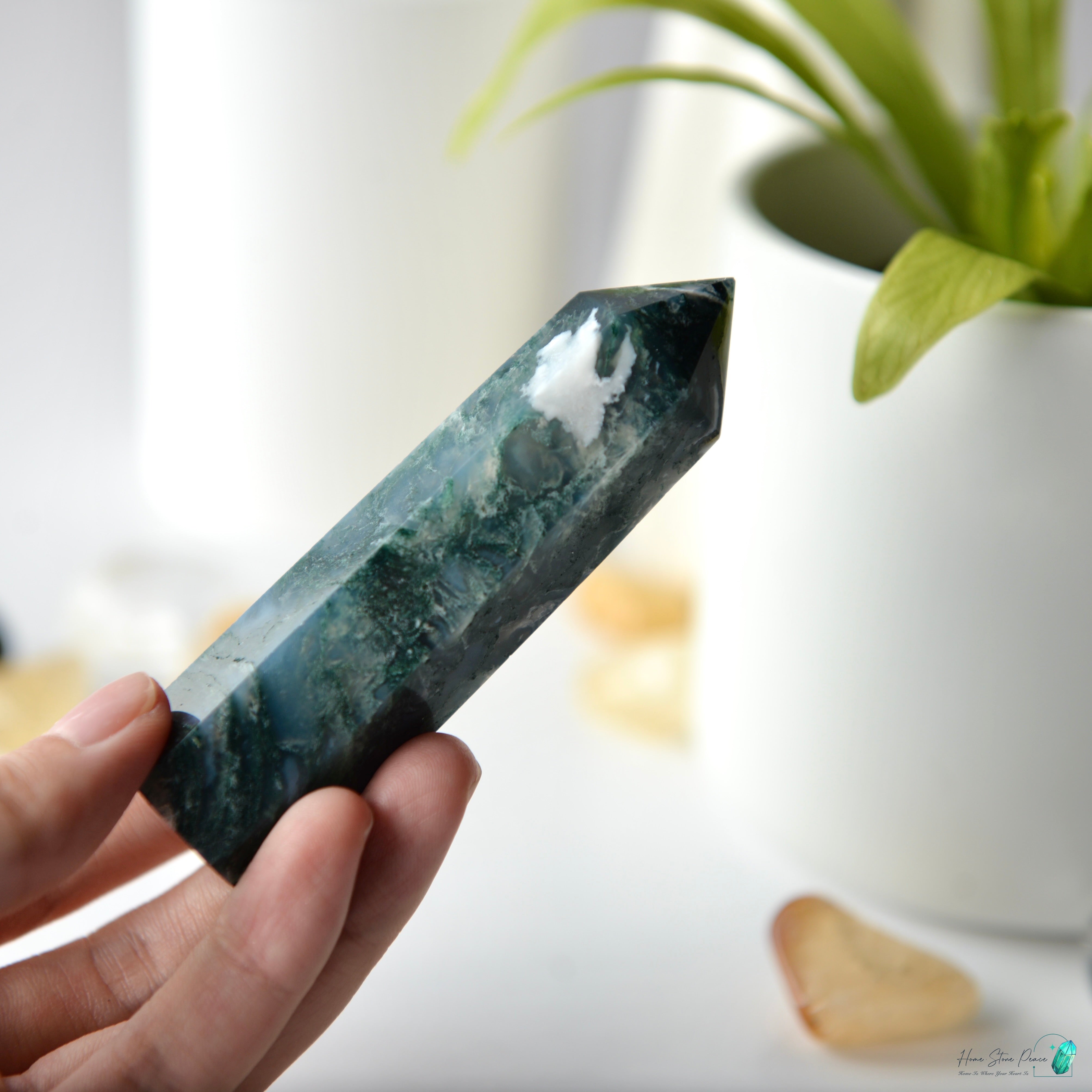 水草瑪瑙柱 Moss Agate Tower