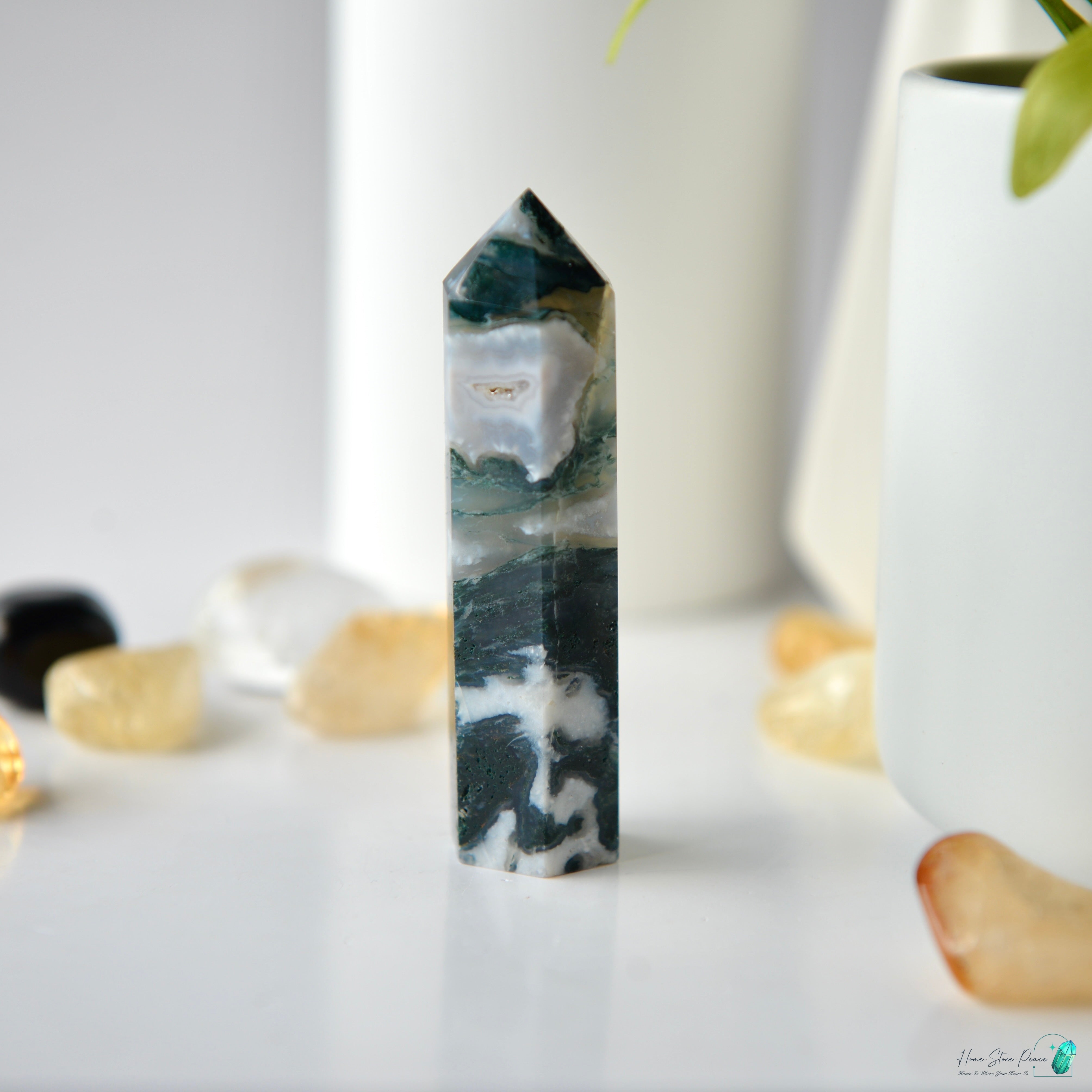 水草瑪瑙柱 Moss Agate Tower