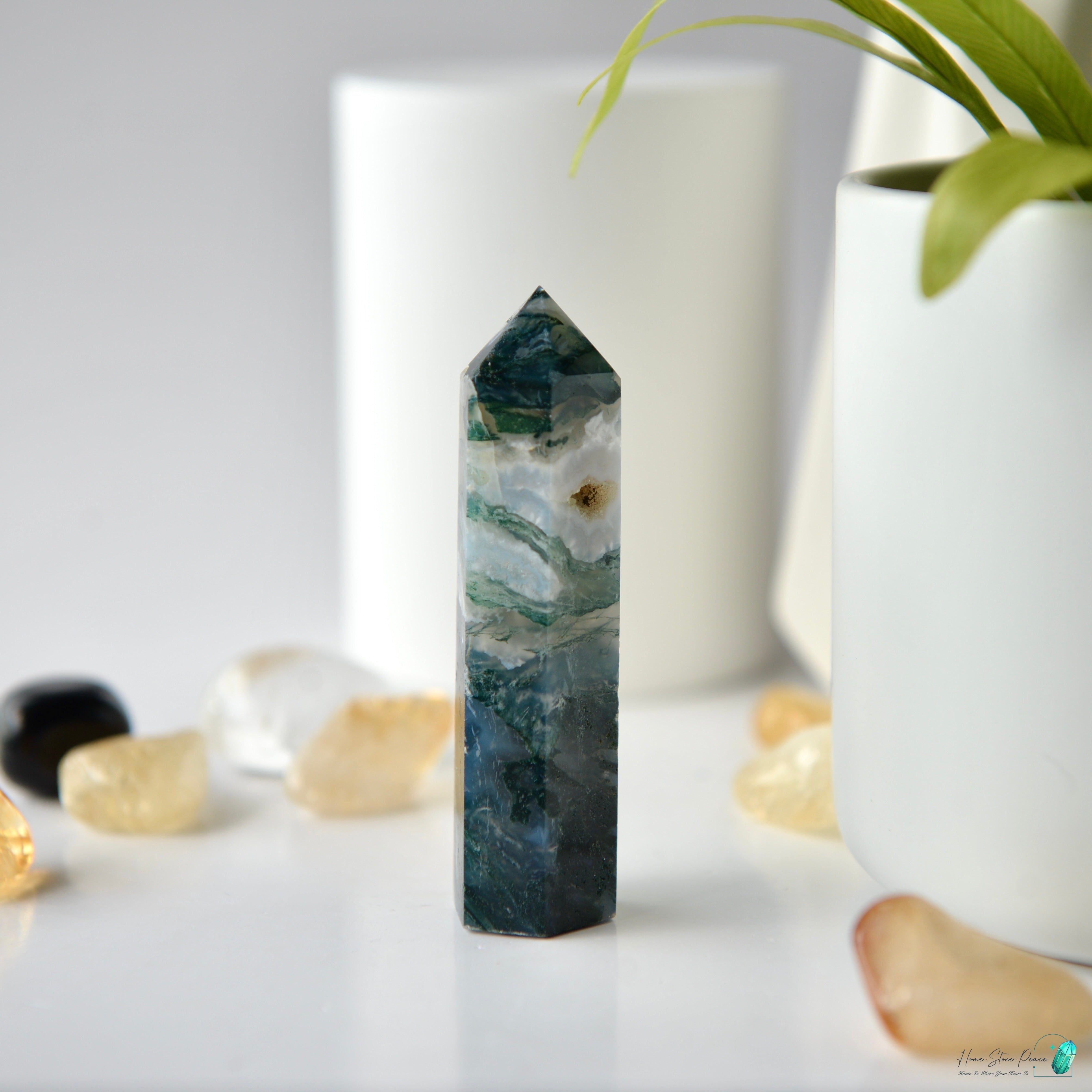 水草瑪瑙柱 Moss Agate Tower