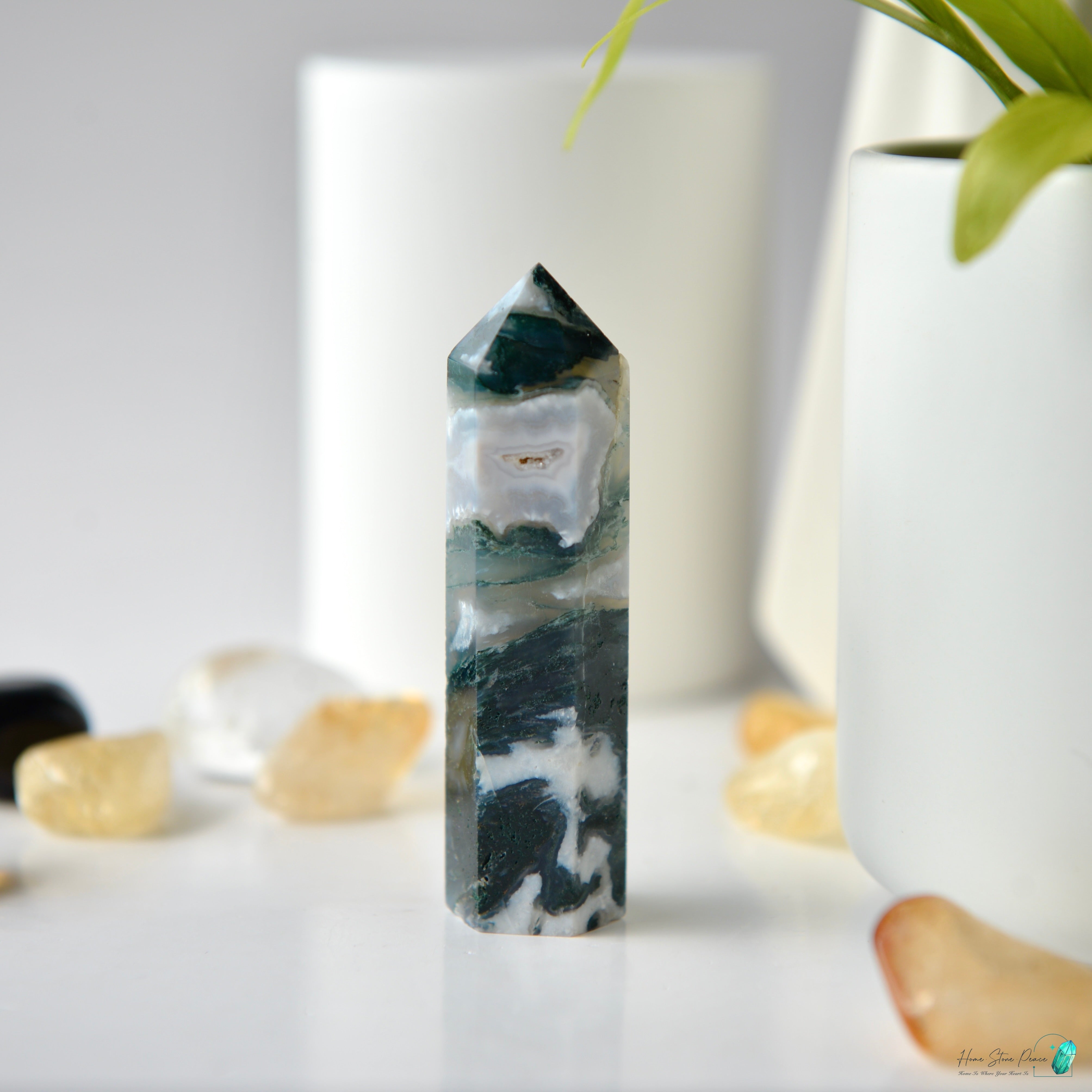 水草瑪瑙柱 Moss Agate Tower