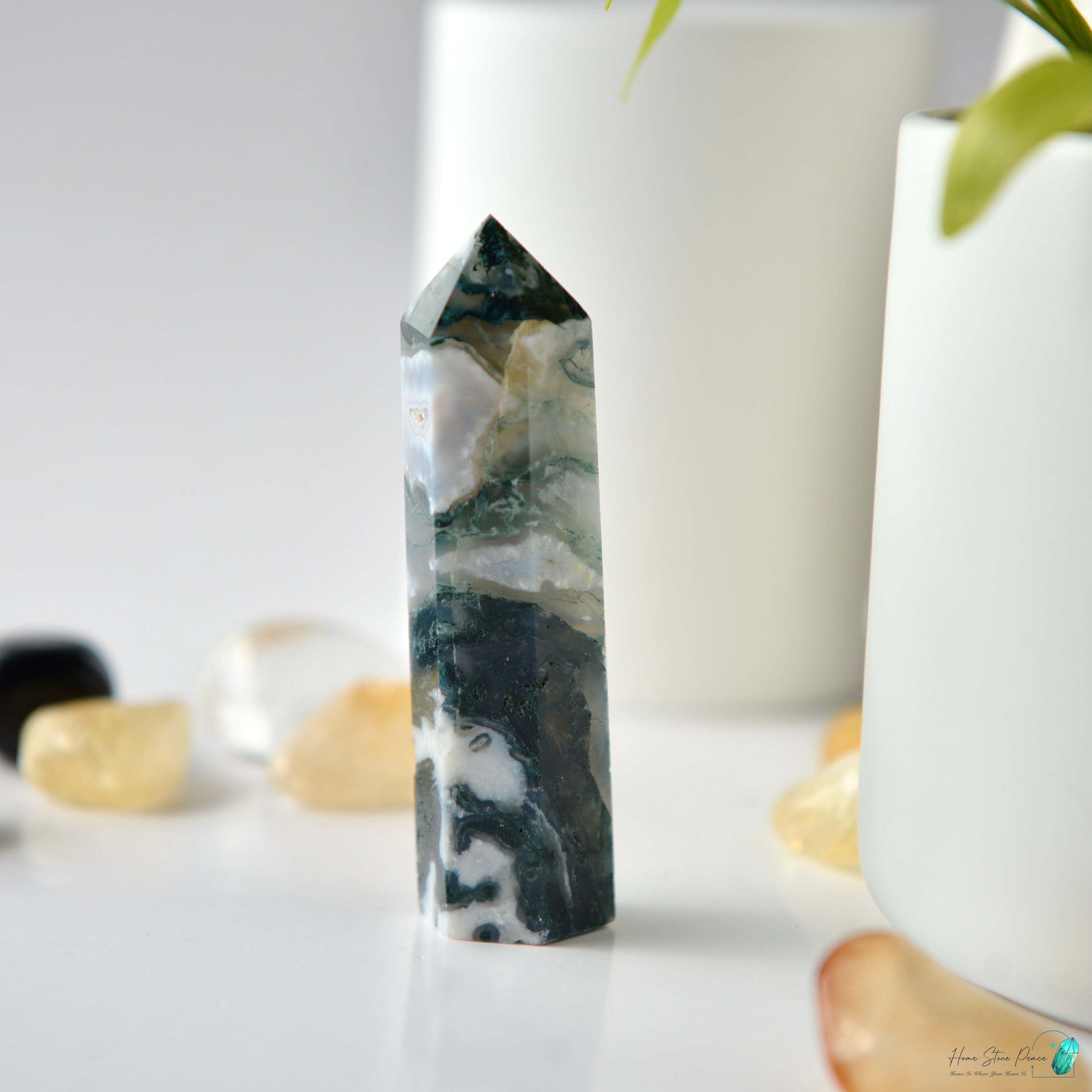 水草瑪瑙柱 Moss Agate Tower