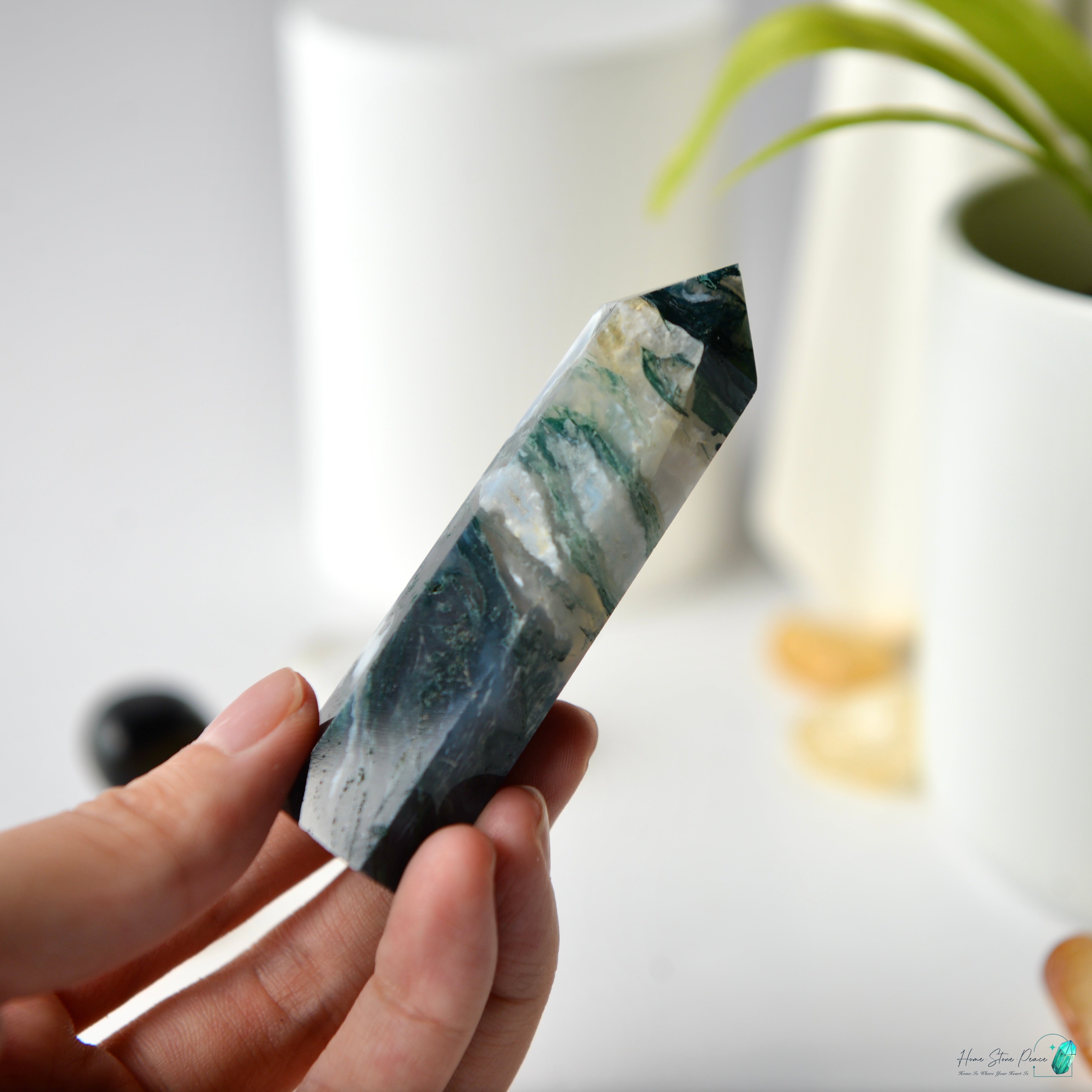 水草瑪瑙柱 Moss Agate Tower