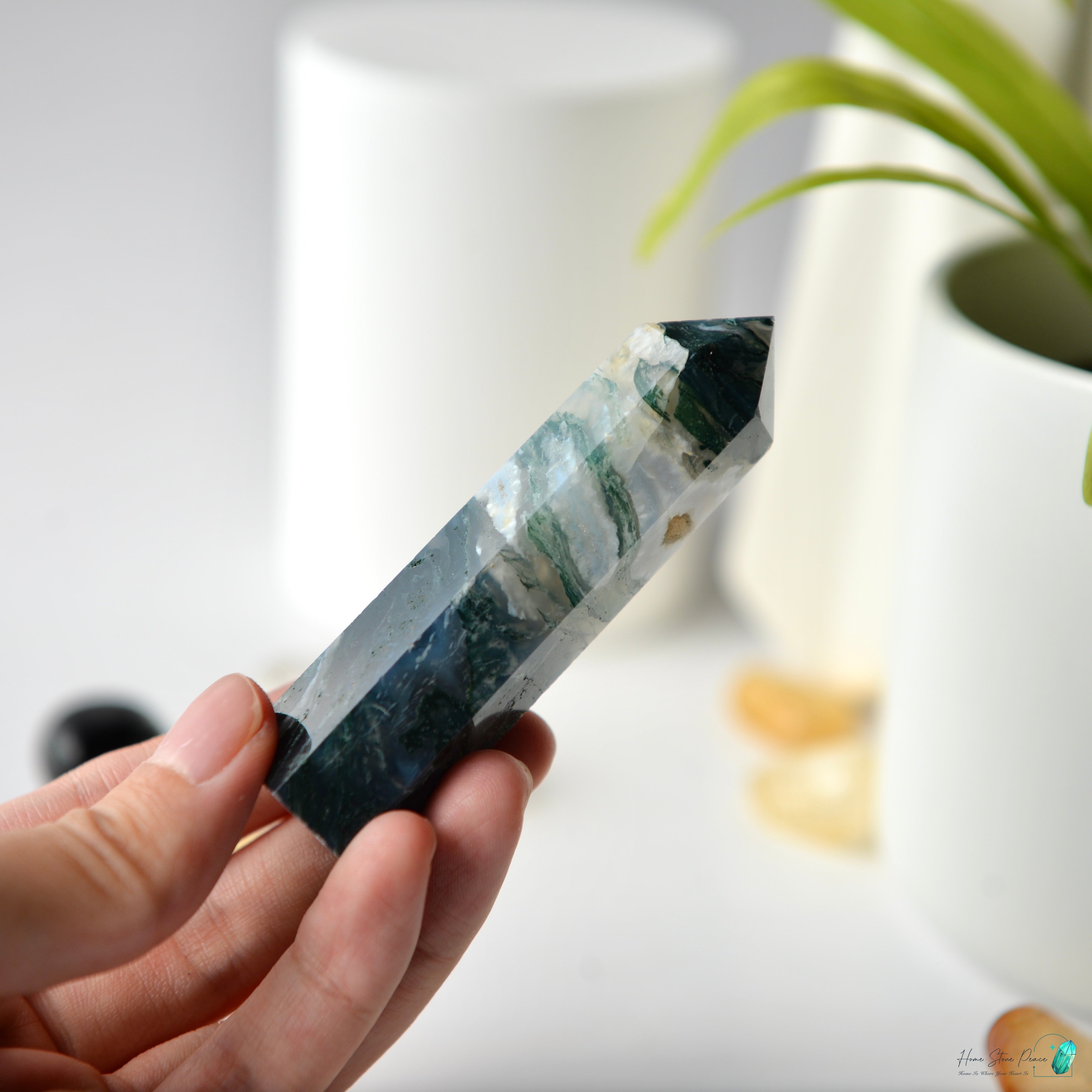 水草瑪瑙柱 Moss Agate Tower