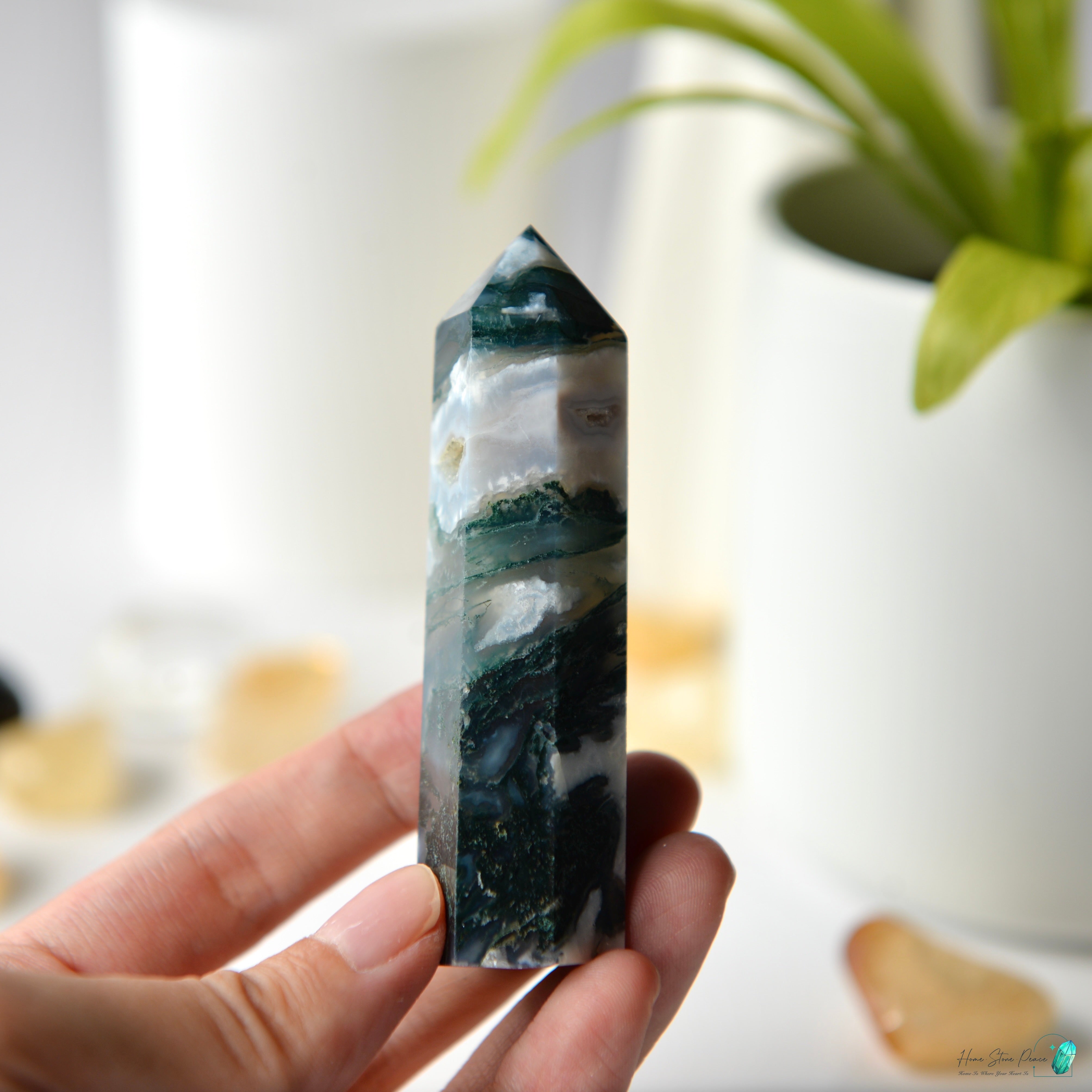 水草瑪瑙柱 Moss Agate Tower