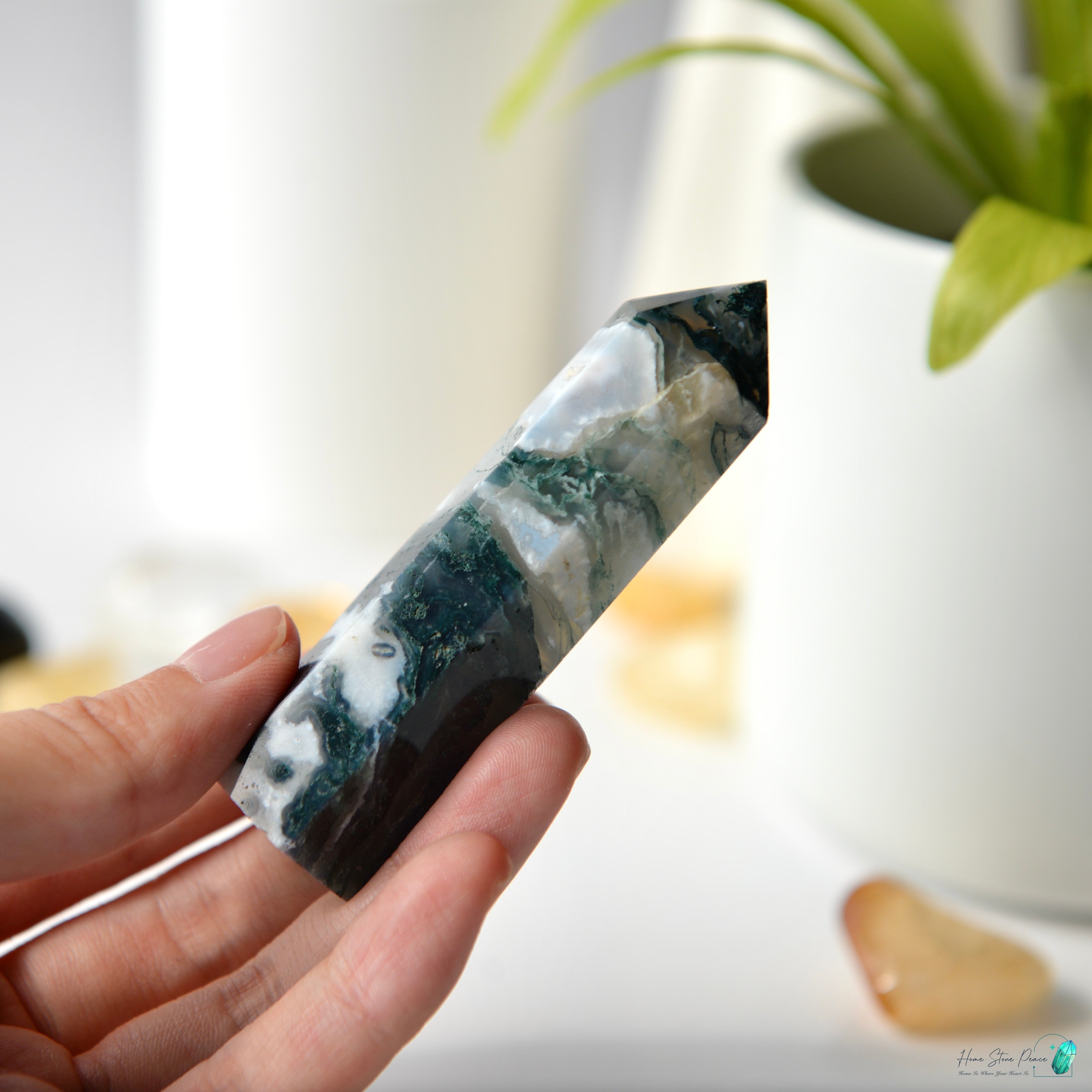 水草瑪瑙柱 Moss Agate Tower