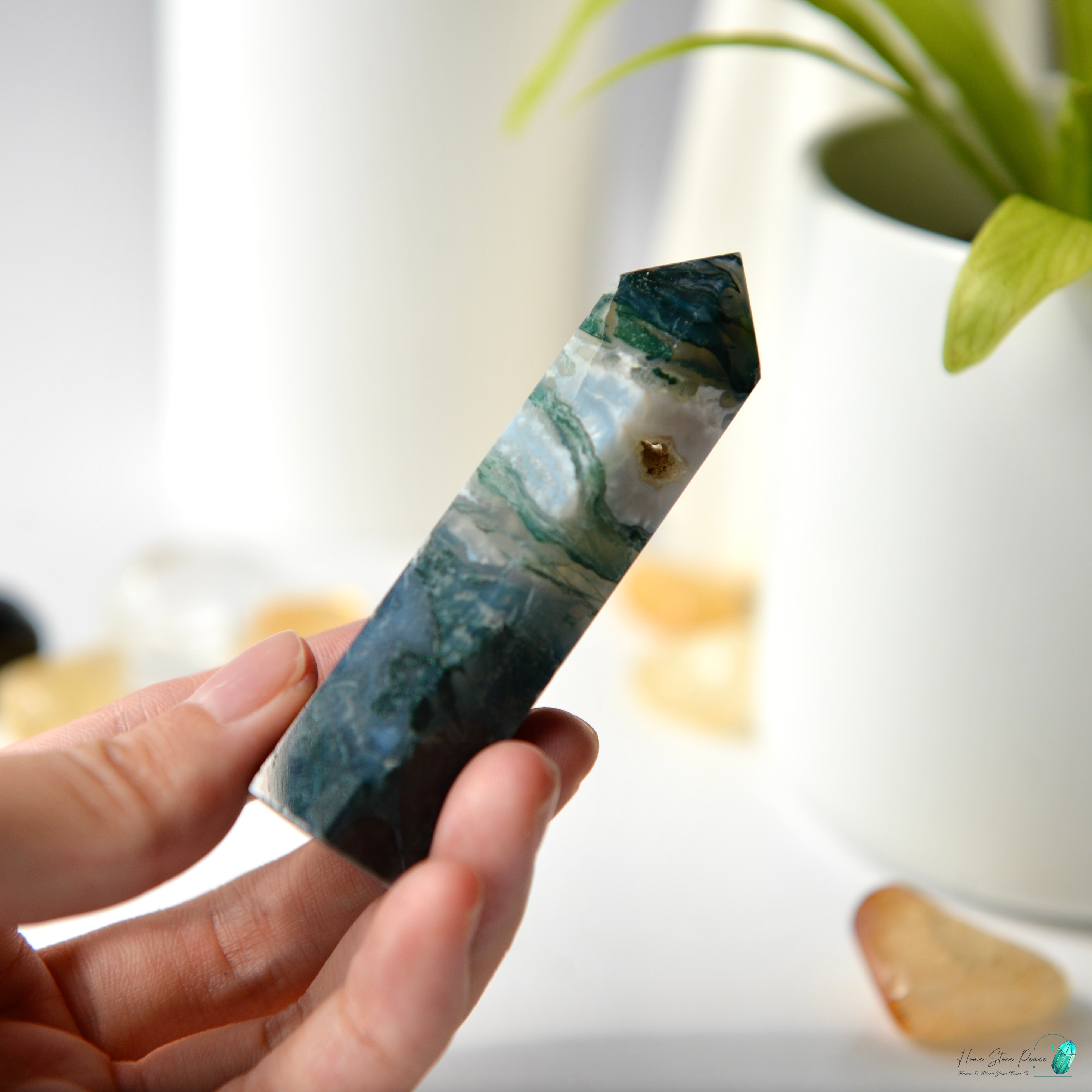 水草瑪瑙柱 Moss Agate Tower