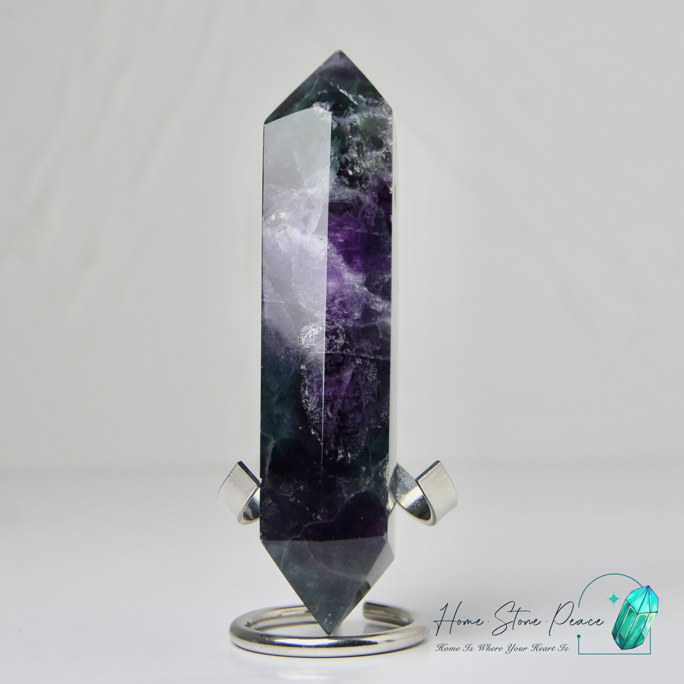 雙尖紫綠螢石柱 Double Terminated Green & Purple Fluorite Tower