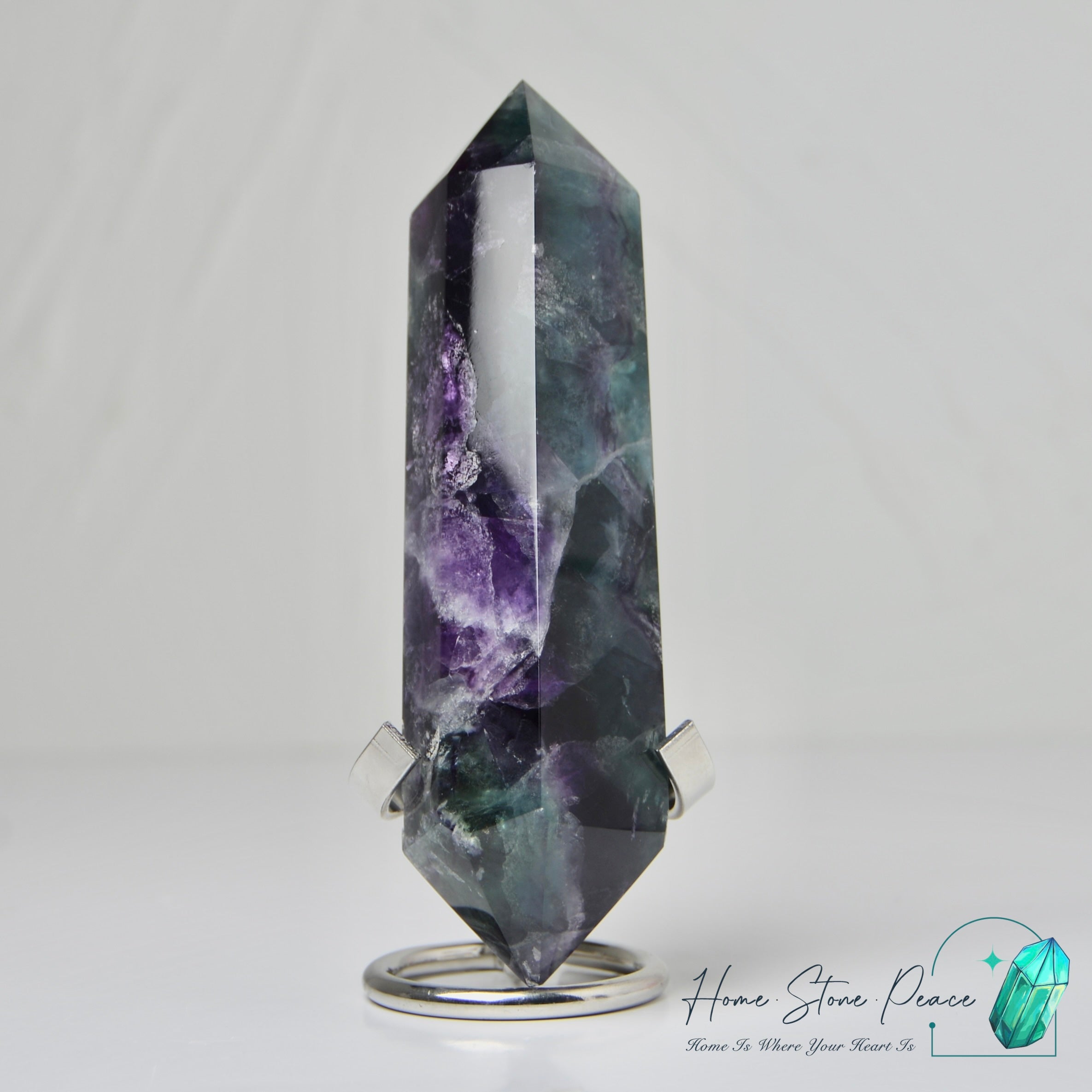 雙尖紫綠螢石柱 Double Terminated Green & Purple Fluorite Tower