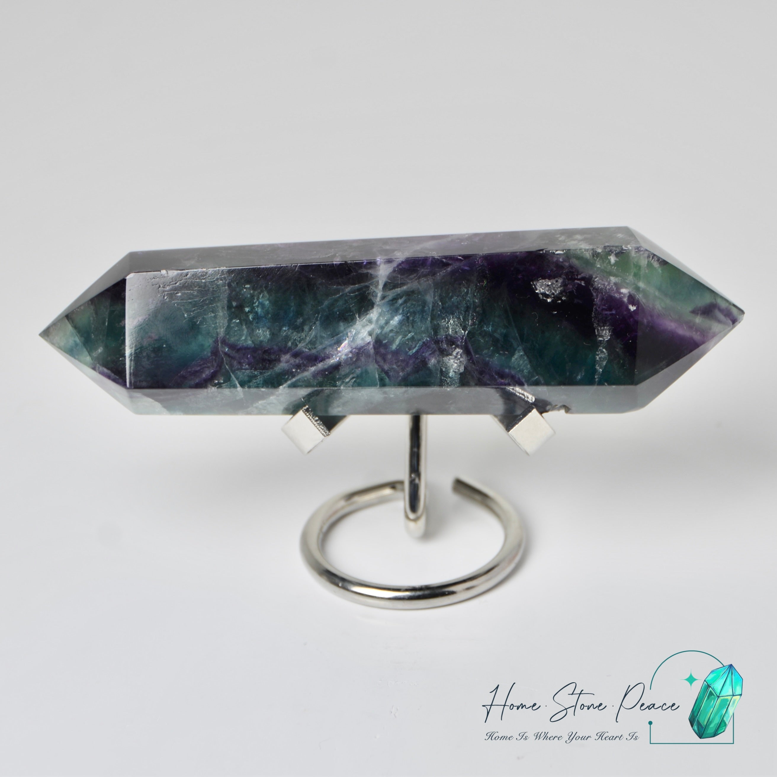 雙尖紫綠螢石柱 Double Terminated Green & Purple Fluorite Tower