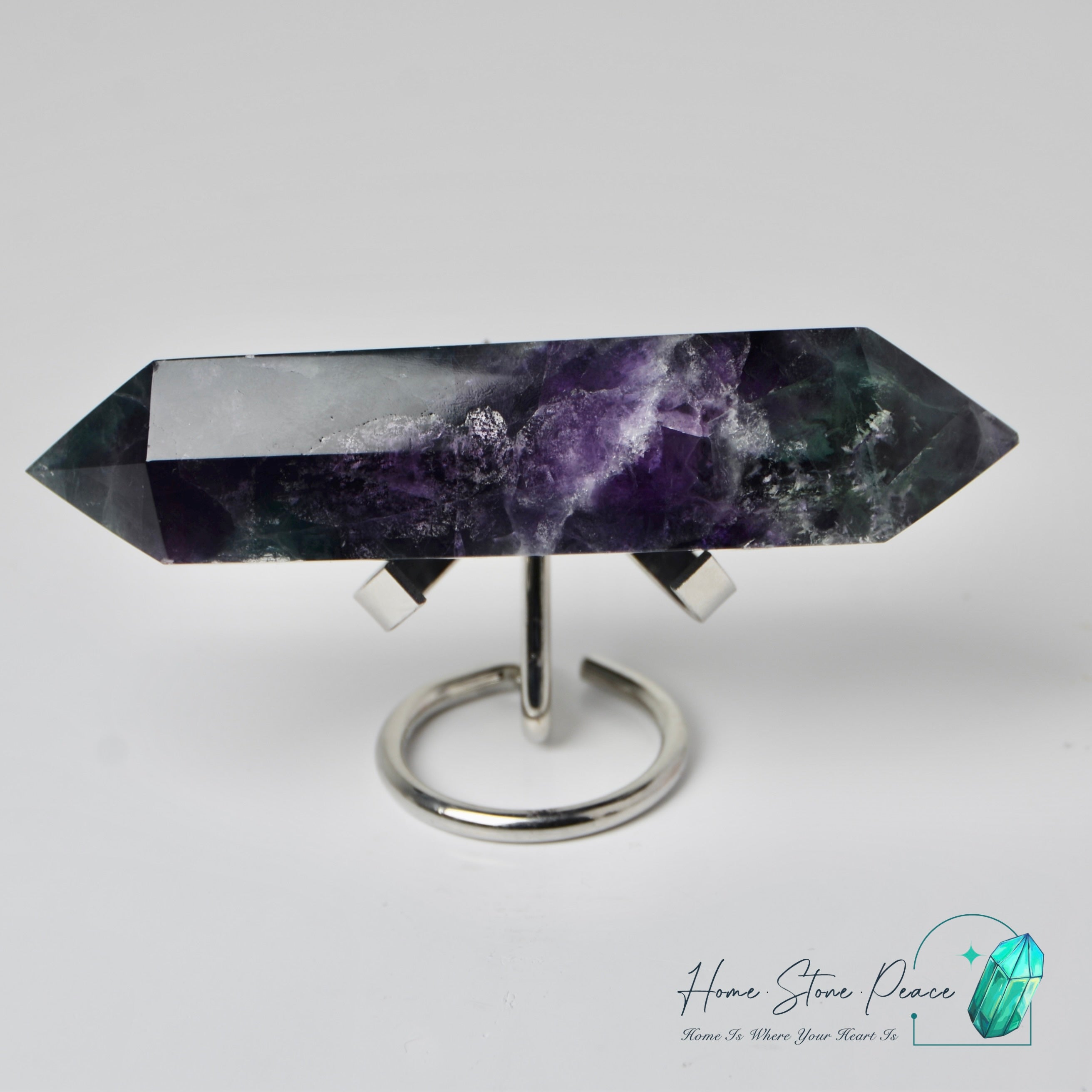 雙尖紫綠螢石柱 Double Terminated Green & Purple Fluorite Tower