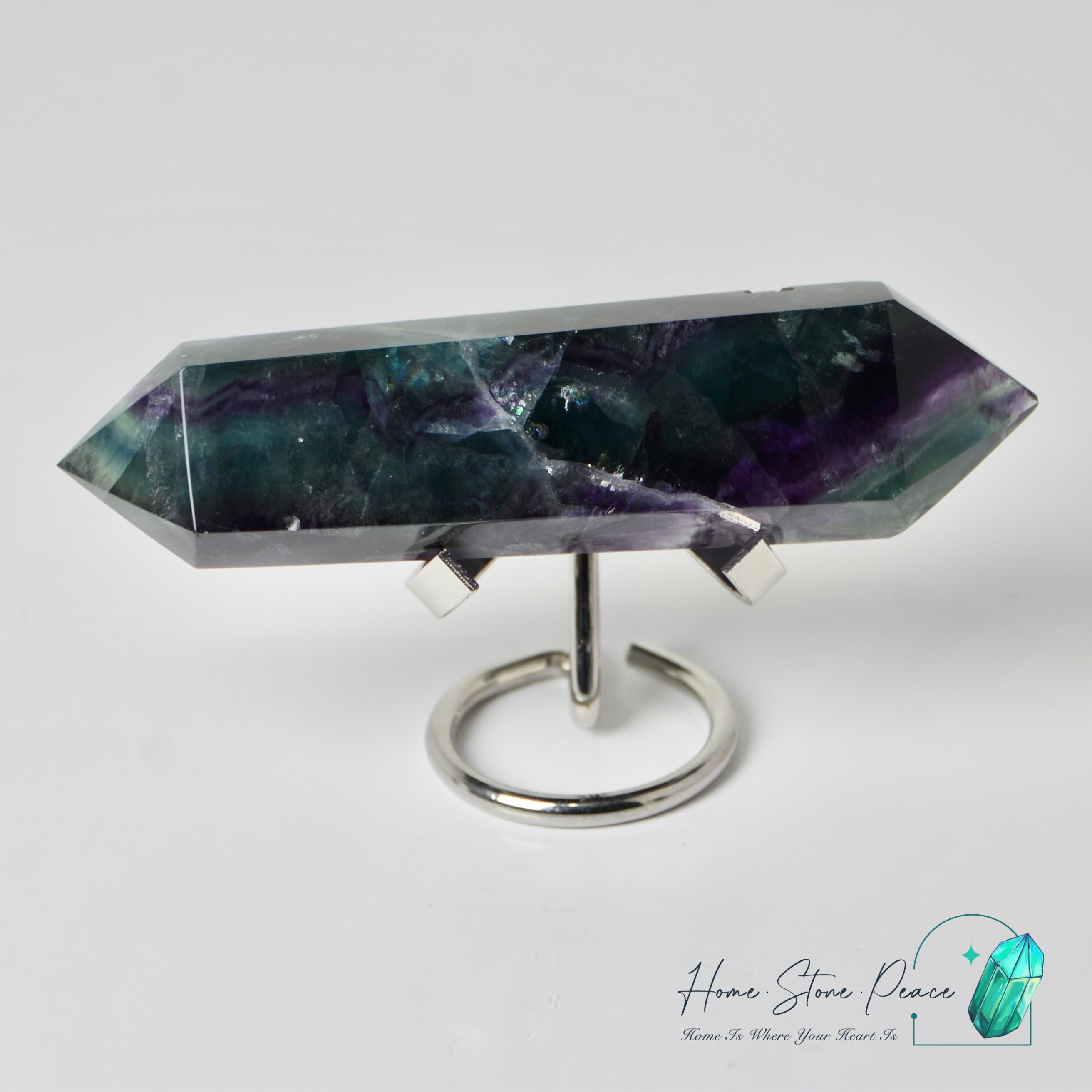 雙尖紫綠螢石柱 Double Terminated Green & Purple Fluorite Tower