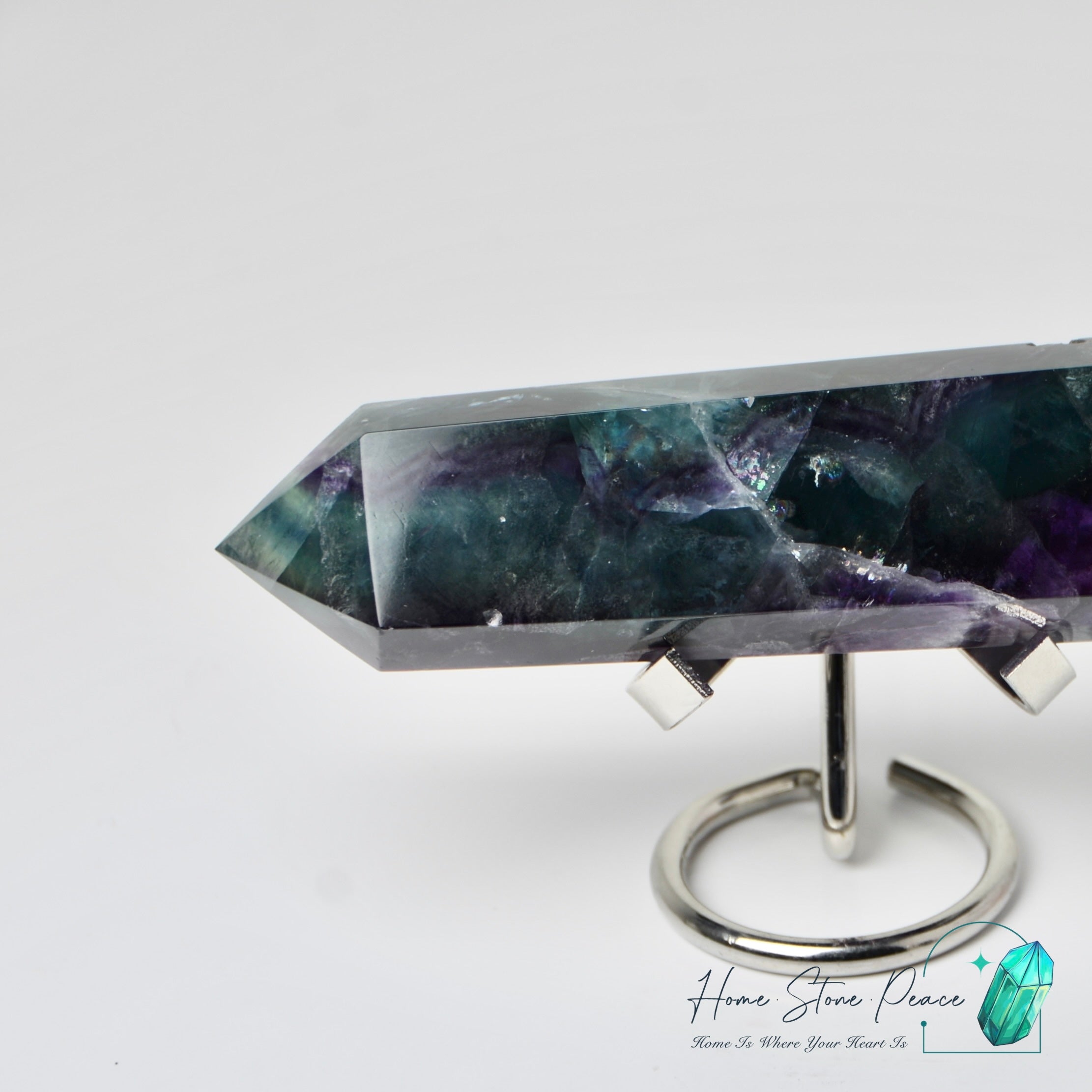 雙尖紫綠螢石柱 Double Terminated Green & Purple Fluorite Tower