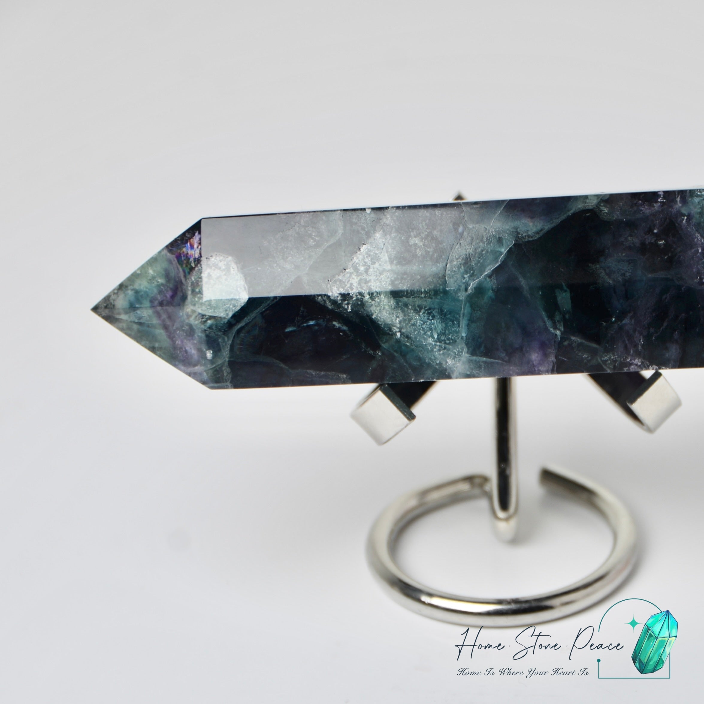 雙尖紫綠螢石柱 Double Terminated Green & Purple Fluorite Tower