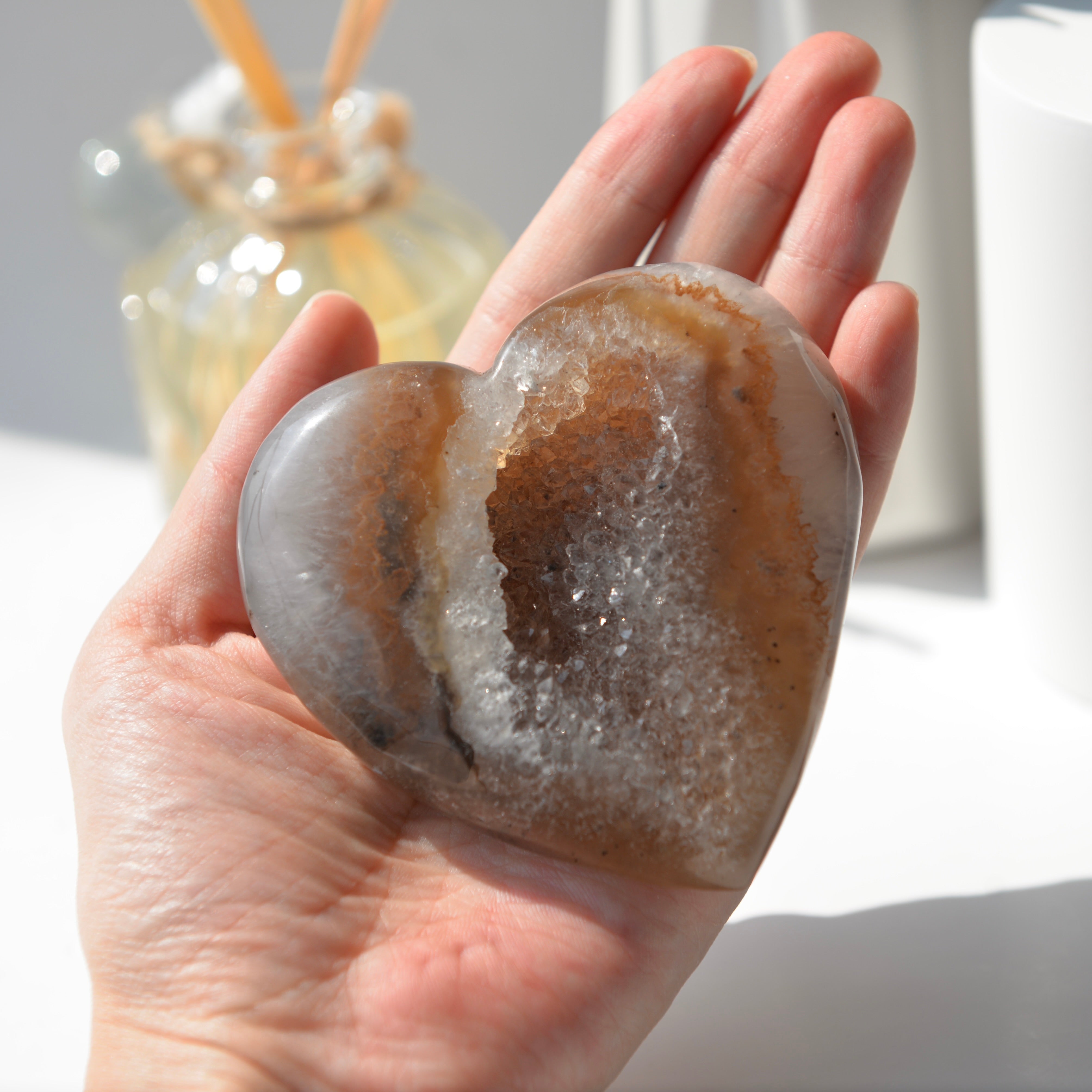 焦糖色瑪瑙晶洞心 Caramel Agate Geode Heart