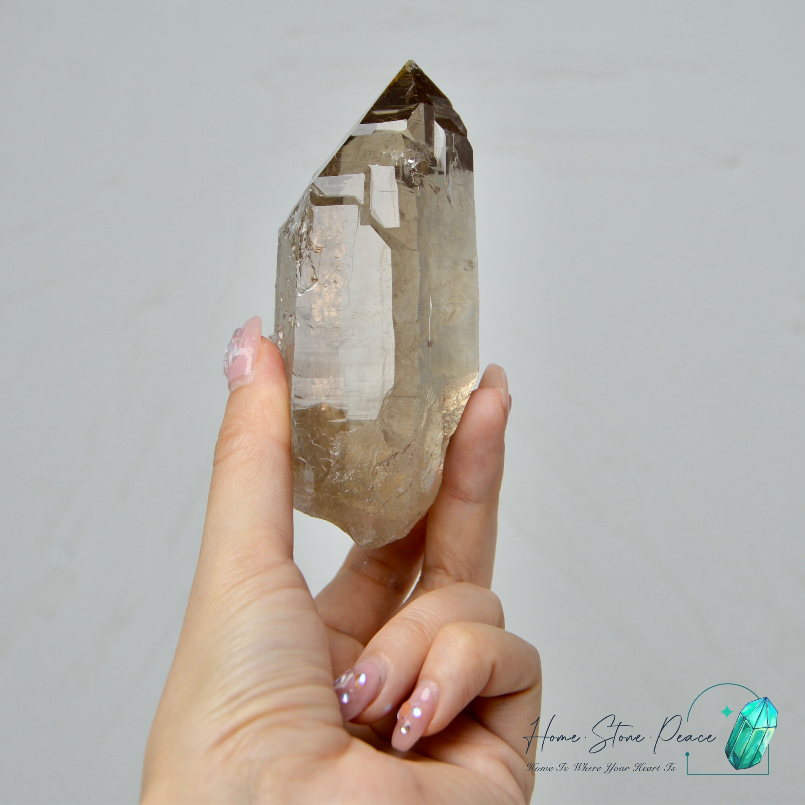 茶晶金髮晶共生 Smoky Quartz with Gold Rutile