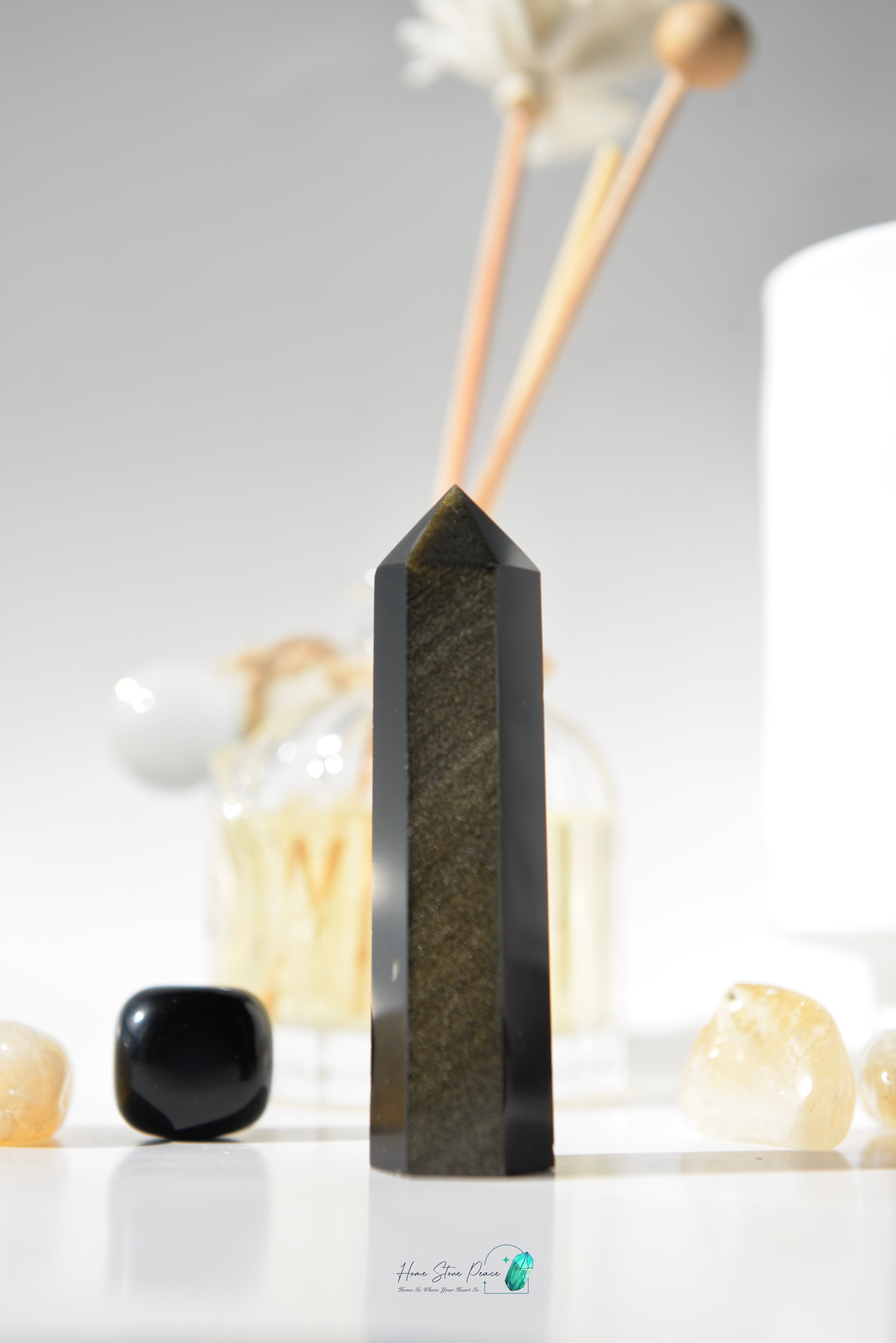 金曜石小柱 Gold Sheen Obsidian Tower