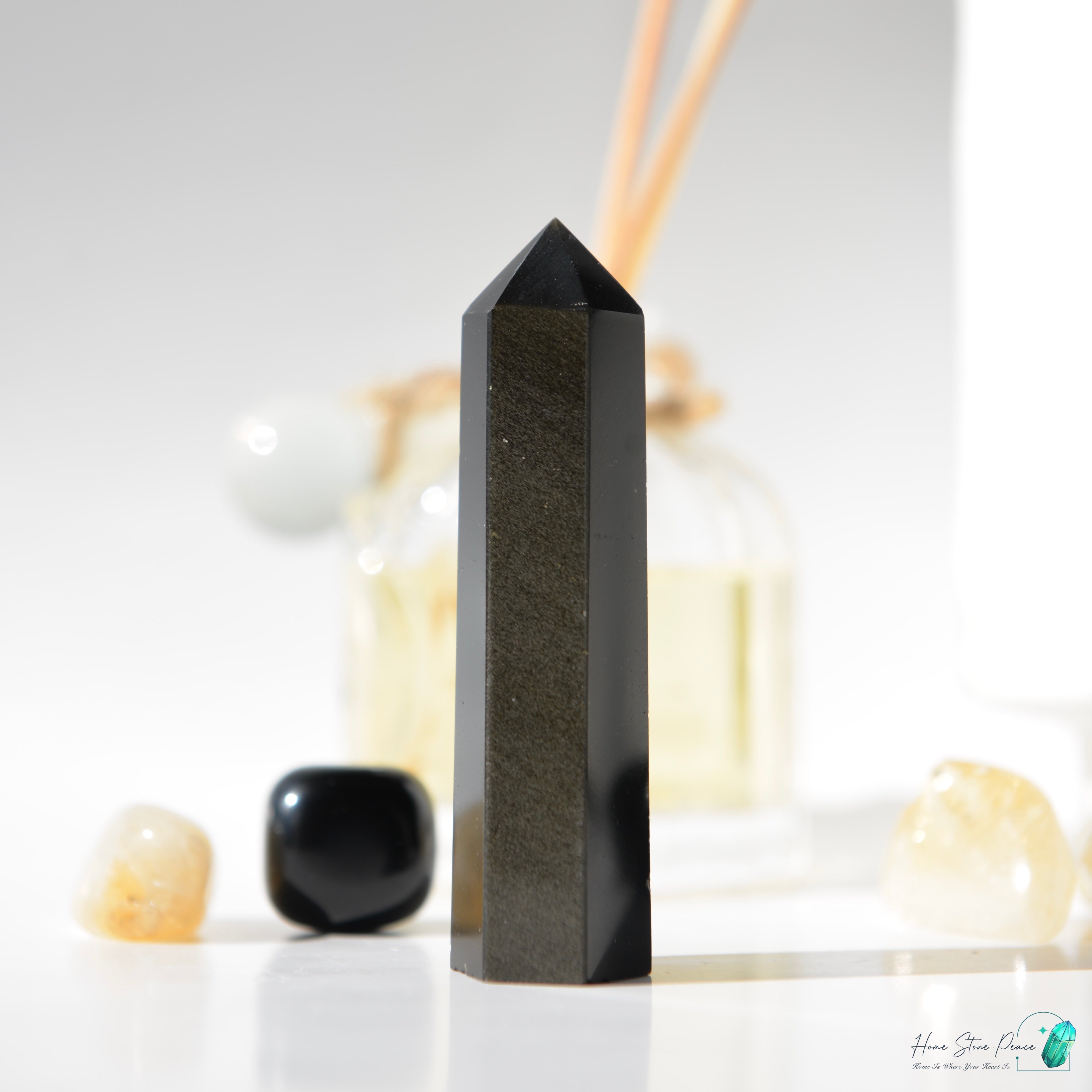 金曜石小柱 Gold Sheen Obsidian Tower