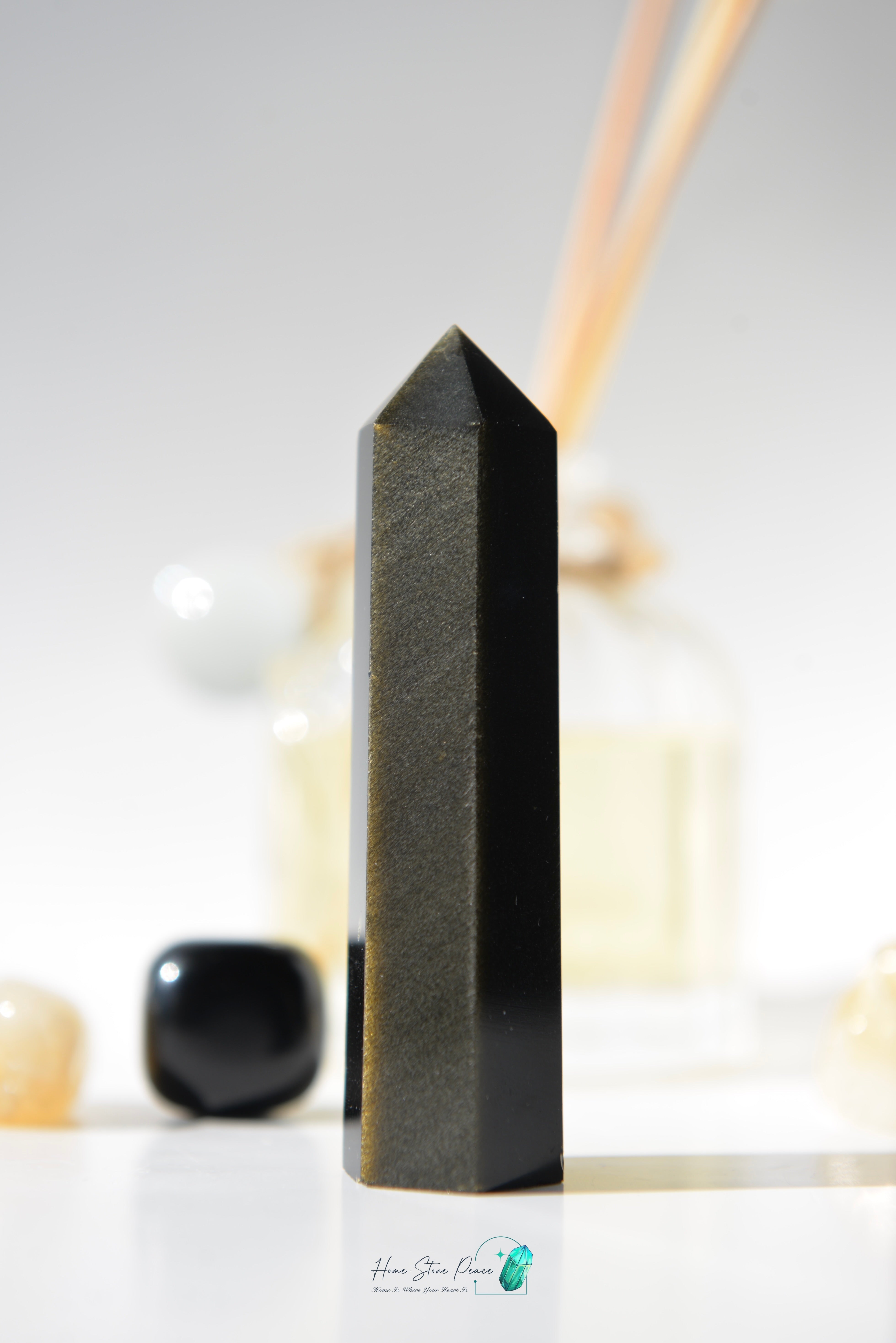 金曜石小柱 Gold Sheen Obsidian Tower