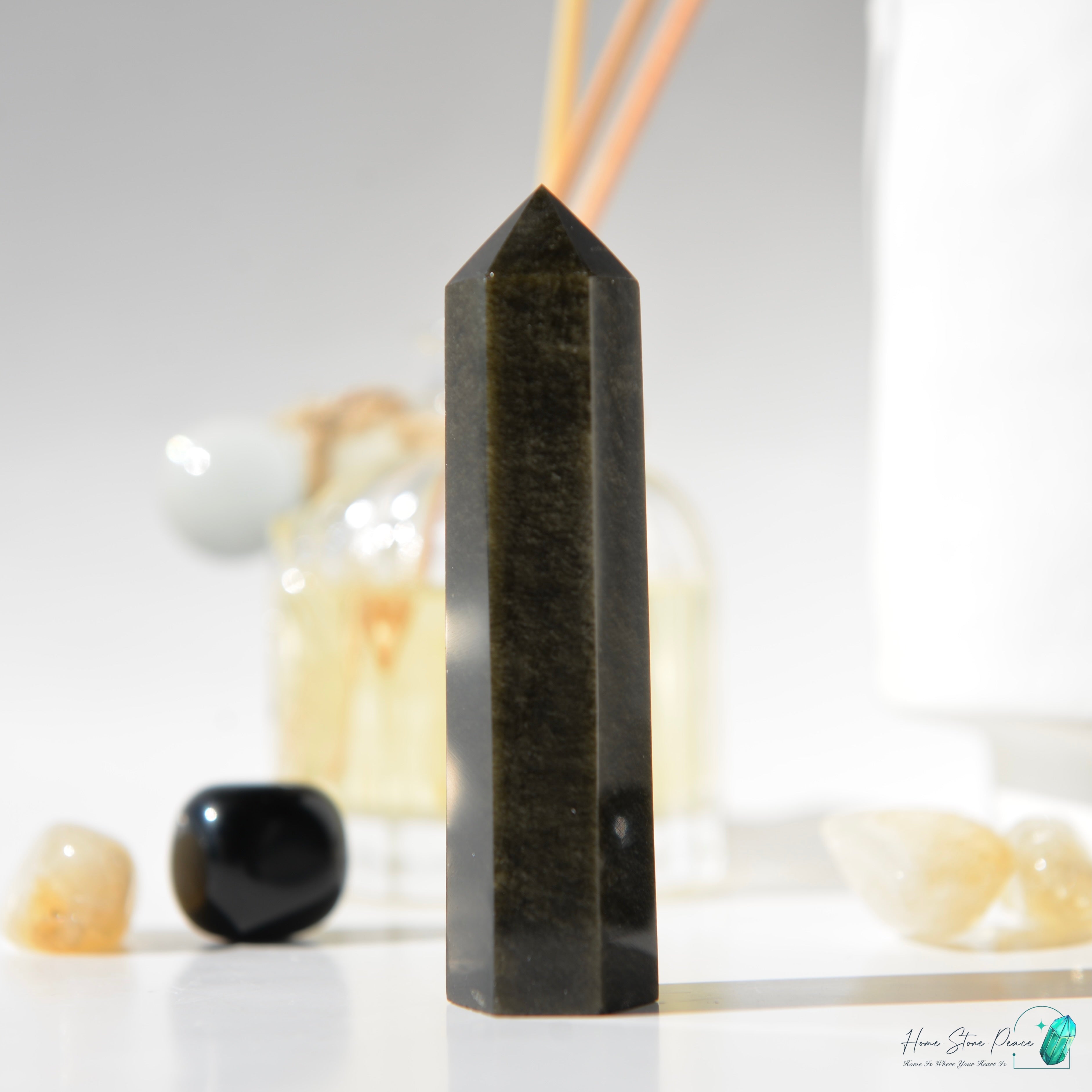 金曜石小柱 Gold Sheen Obsidian Tower