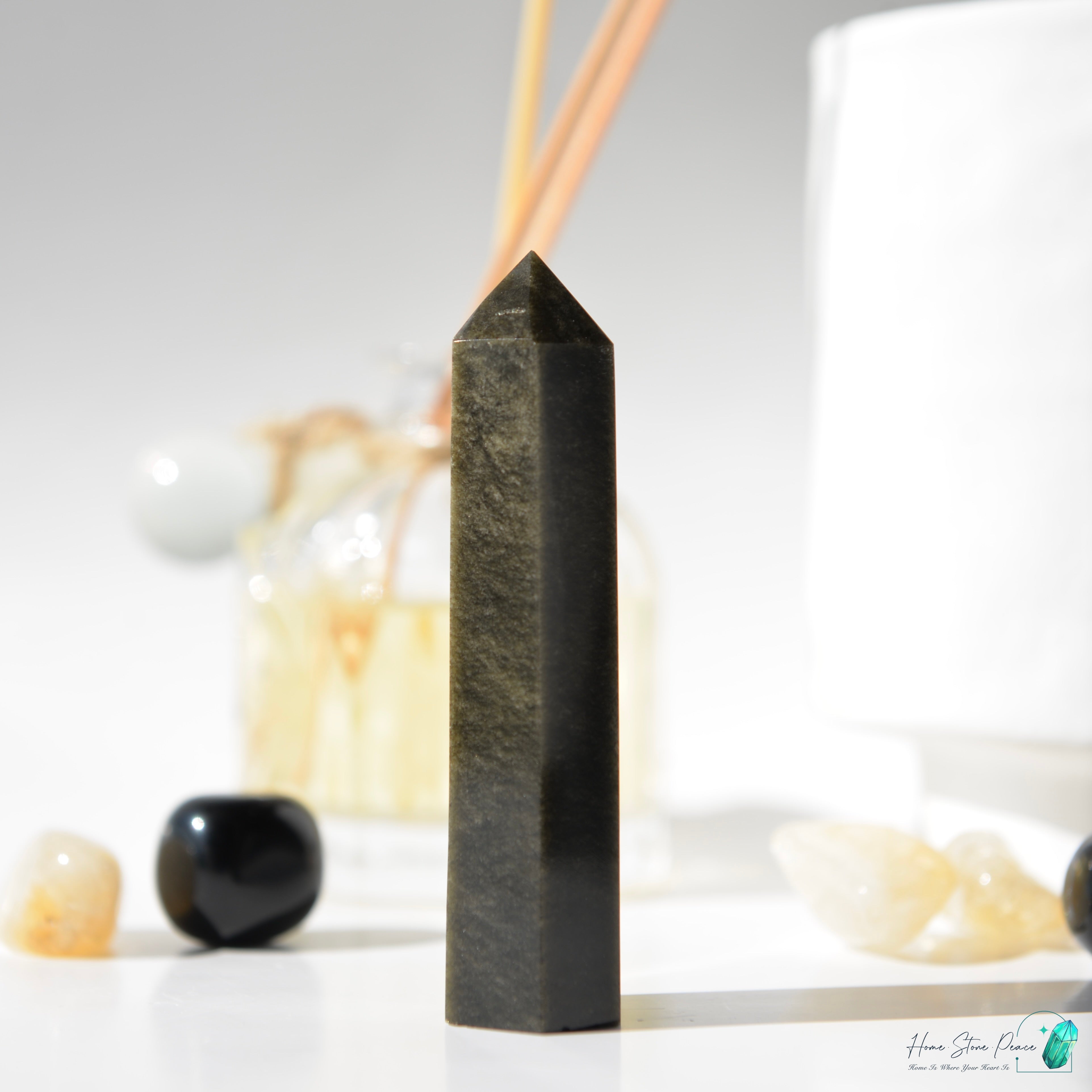 金曜石小柱 Gold Sheen Obsidian Tower