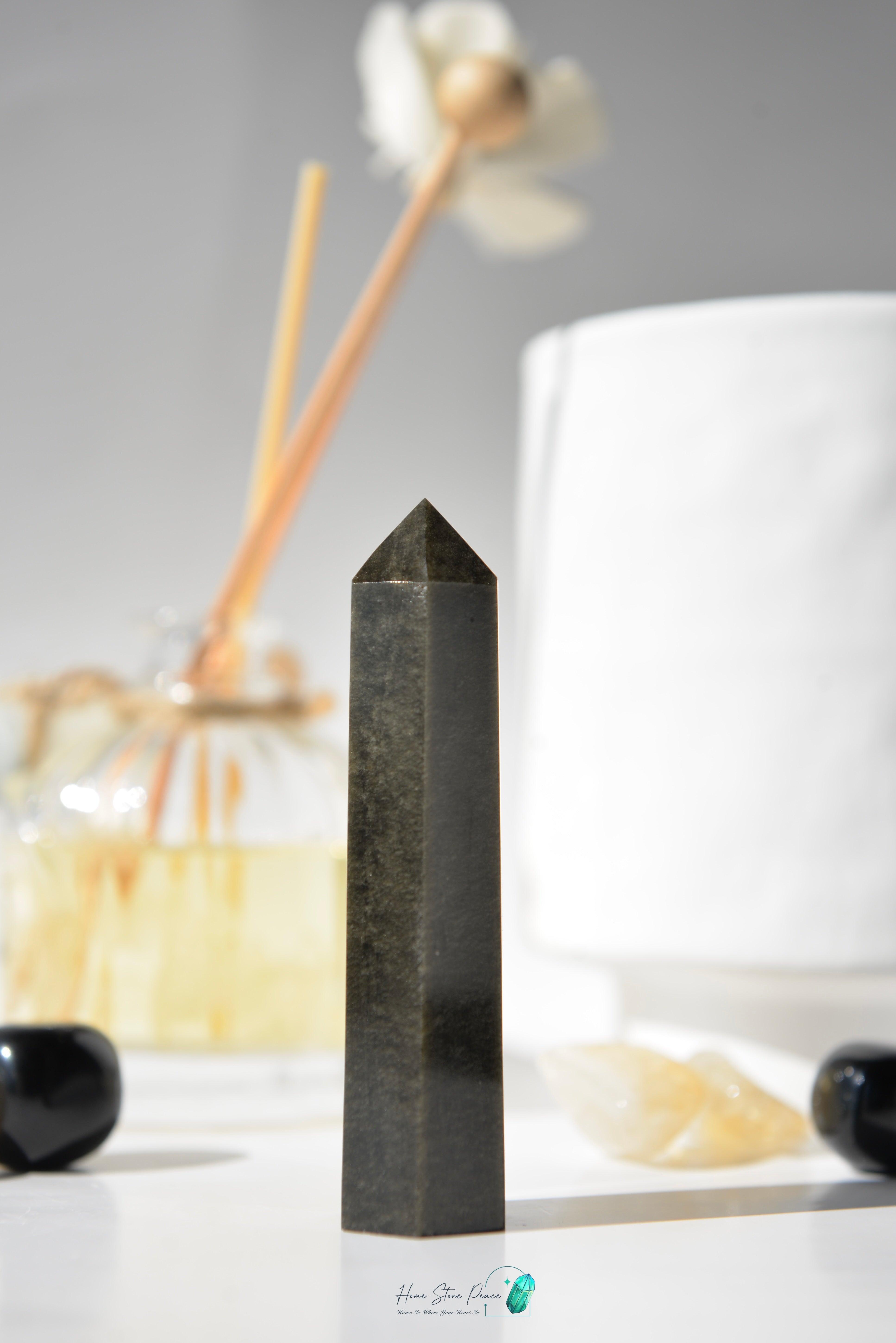 金曜石小柱 Gold Sheen Obsidian Tower