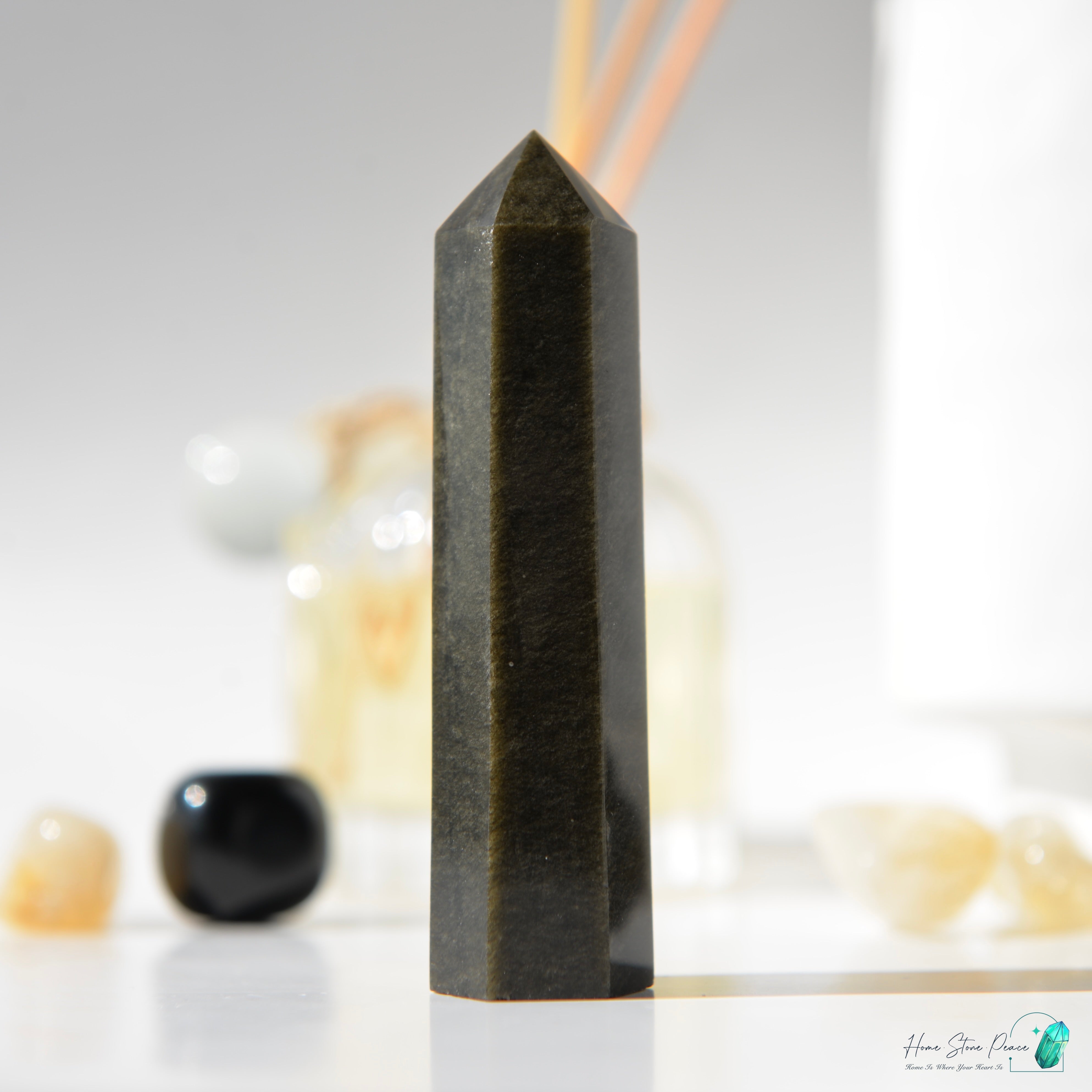 金曜石小柱 Gold Sheen Obsidian Tower