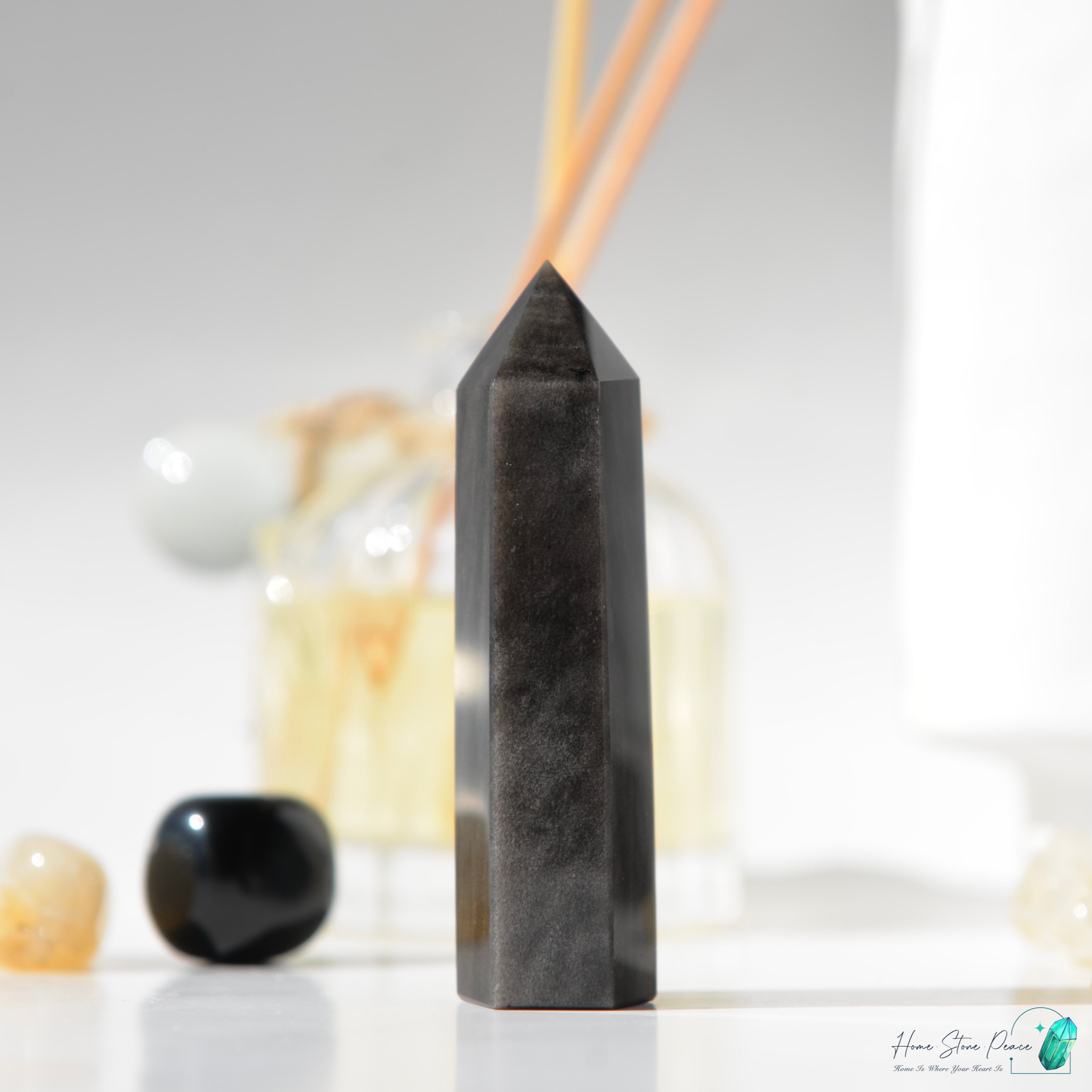 銀曜石小柱 Silver Sheen Obsidian Tower