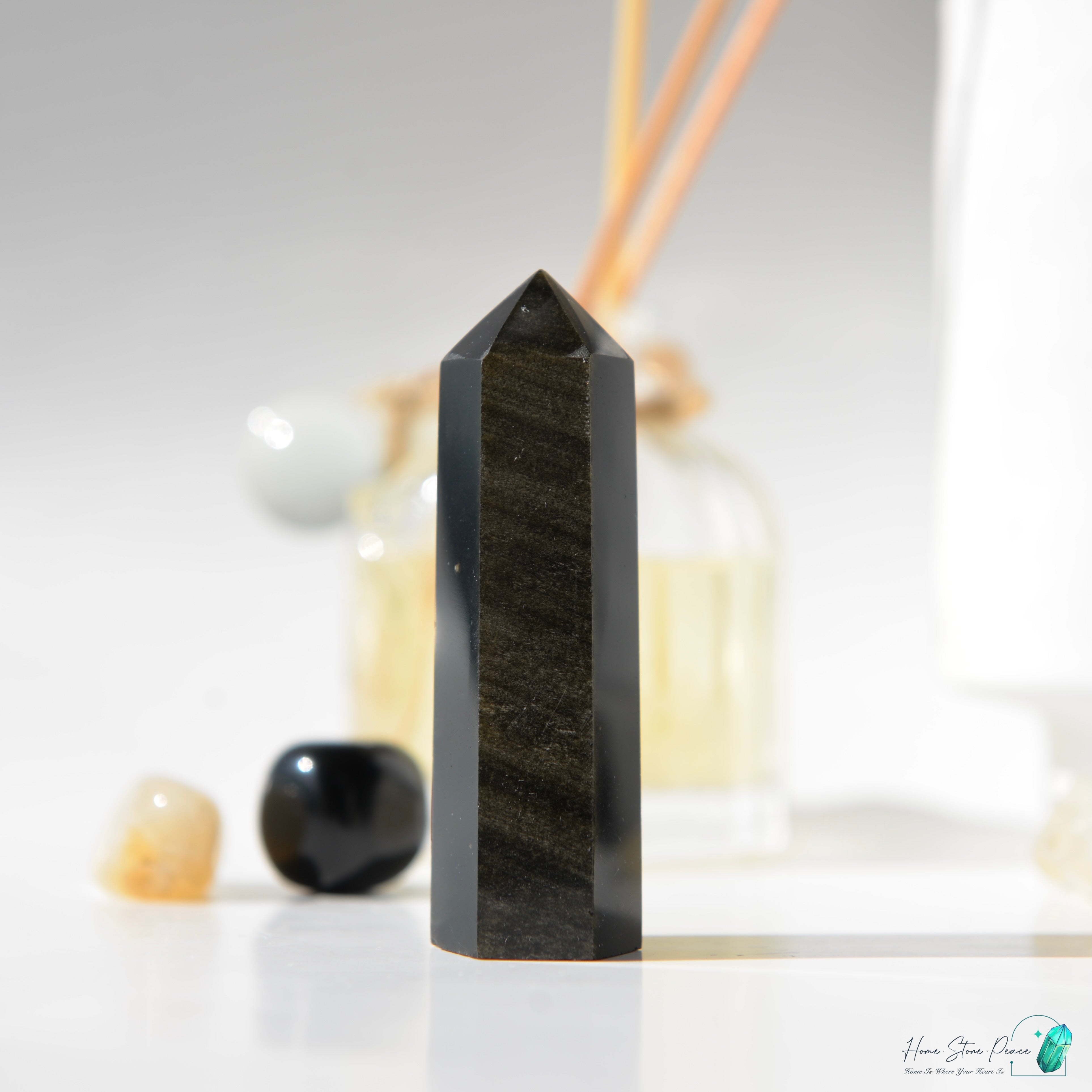 金曜石小柱 Gold Sheen Obsidian Tower